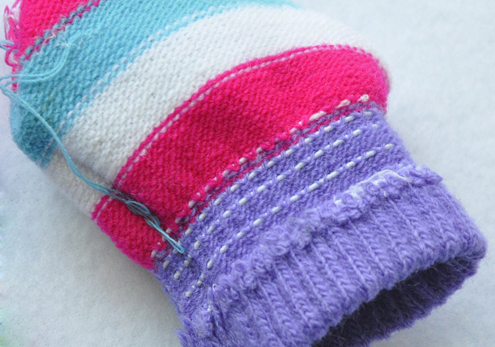 Baby Girls' Striped Winter Knitted Mittens - Soft Fingerless Gloves for Toddlers & Kids | Warm & Cozy for Outdoor Play, Snow Days & Winter Activities