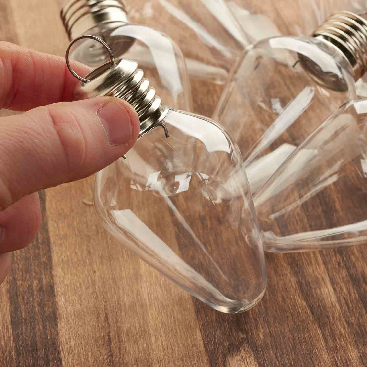 75 Pack Shatterproof Acrylic Fillable Light Bulb Ornaments - Clear Plastic Christmas Baubles for DIY Holiday Decorations, Party Favors, and Festive Home Decor