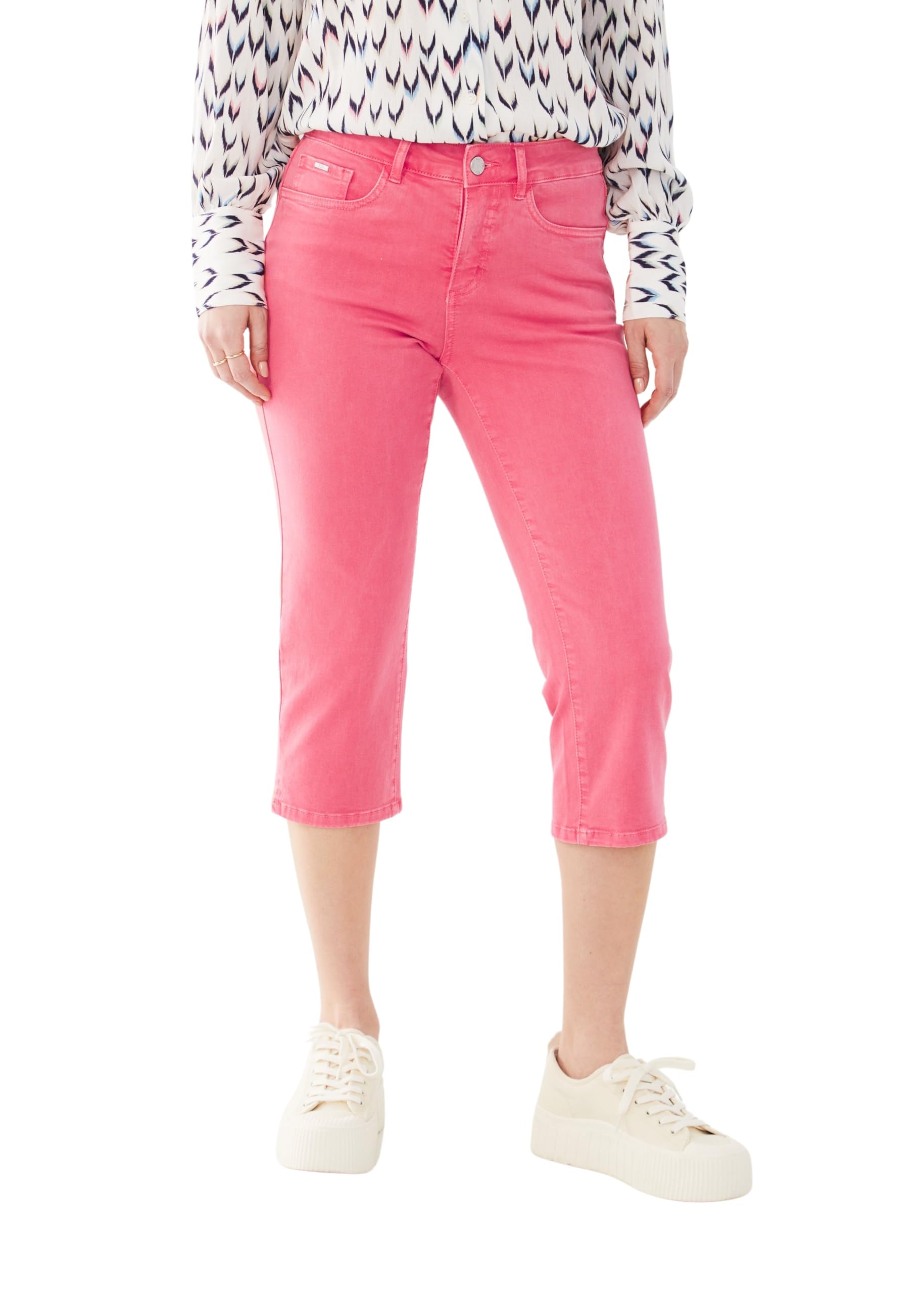 FDJ French Dressing Olivia Slim Capri Jeans for Women - Flamingo Print, Size 6 | Casual Summer Pants for Beach, Vacation & Everyday Wear