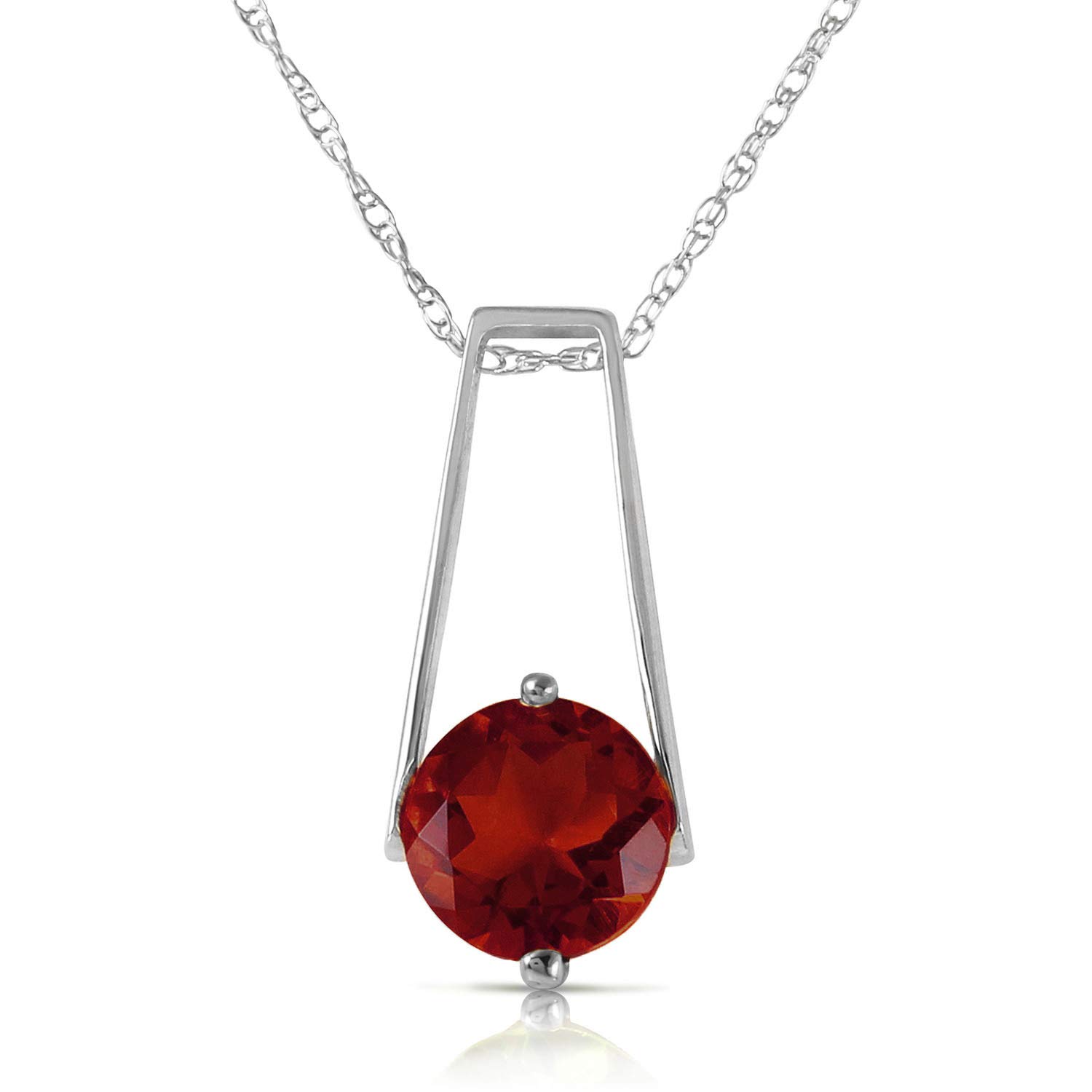 14K White Gold Necklace with Round Garnet Pendant - Elegant Galaxy Gold GG Jewelry for Women, Perfect for Weddings, Anniversaries & Special Occasions