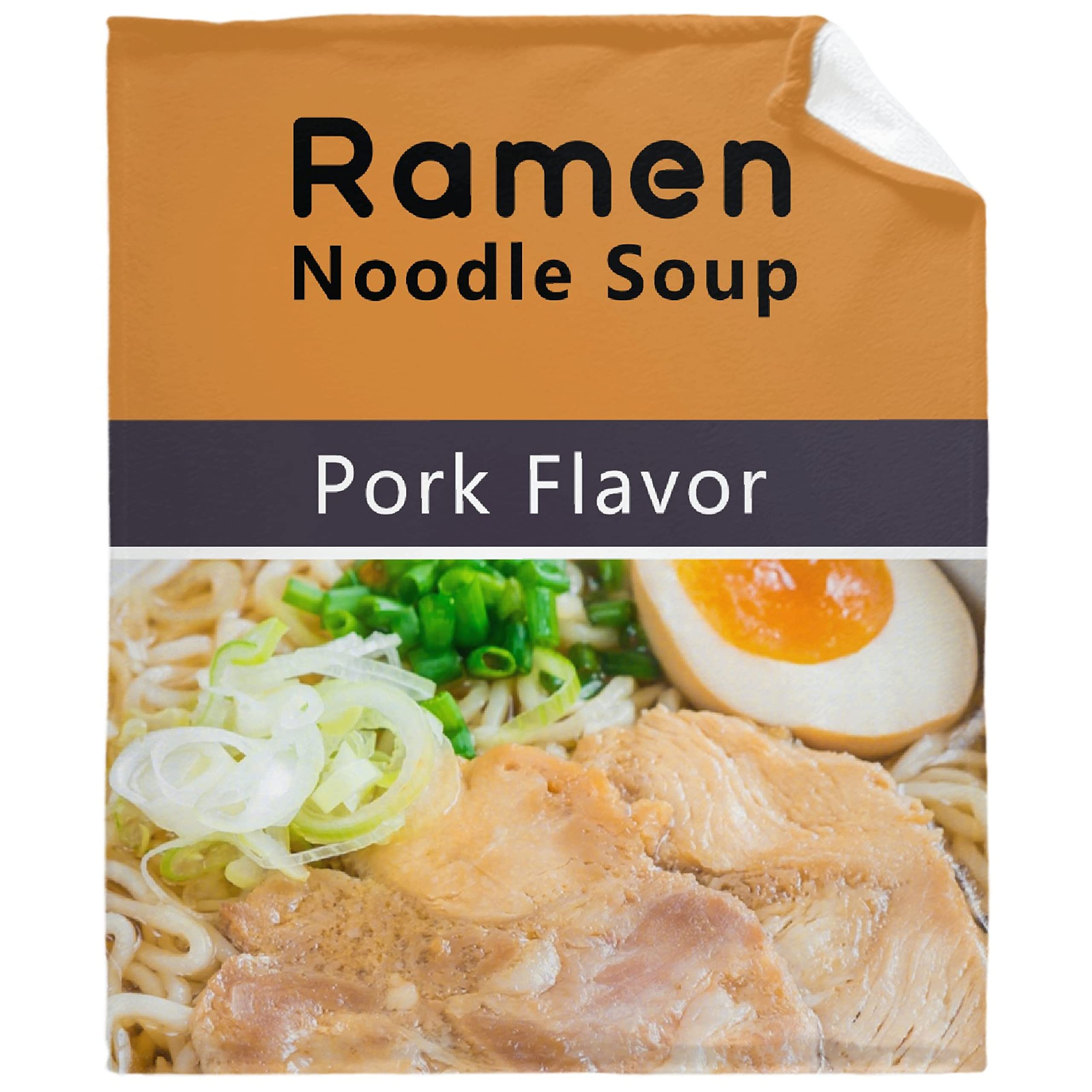 Soft Microfiber Ramen Noodle Soup Blanket - Funny Food Lover Pork Flavor Flannel Throw Blanket 80x60 Inches for Adults - Cozy Couch, Bed & Home Decor Gift for Anime Fans & Ramen Lovers