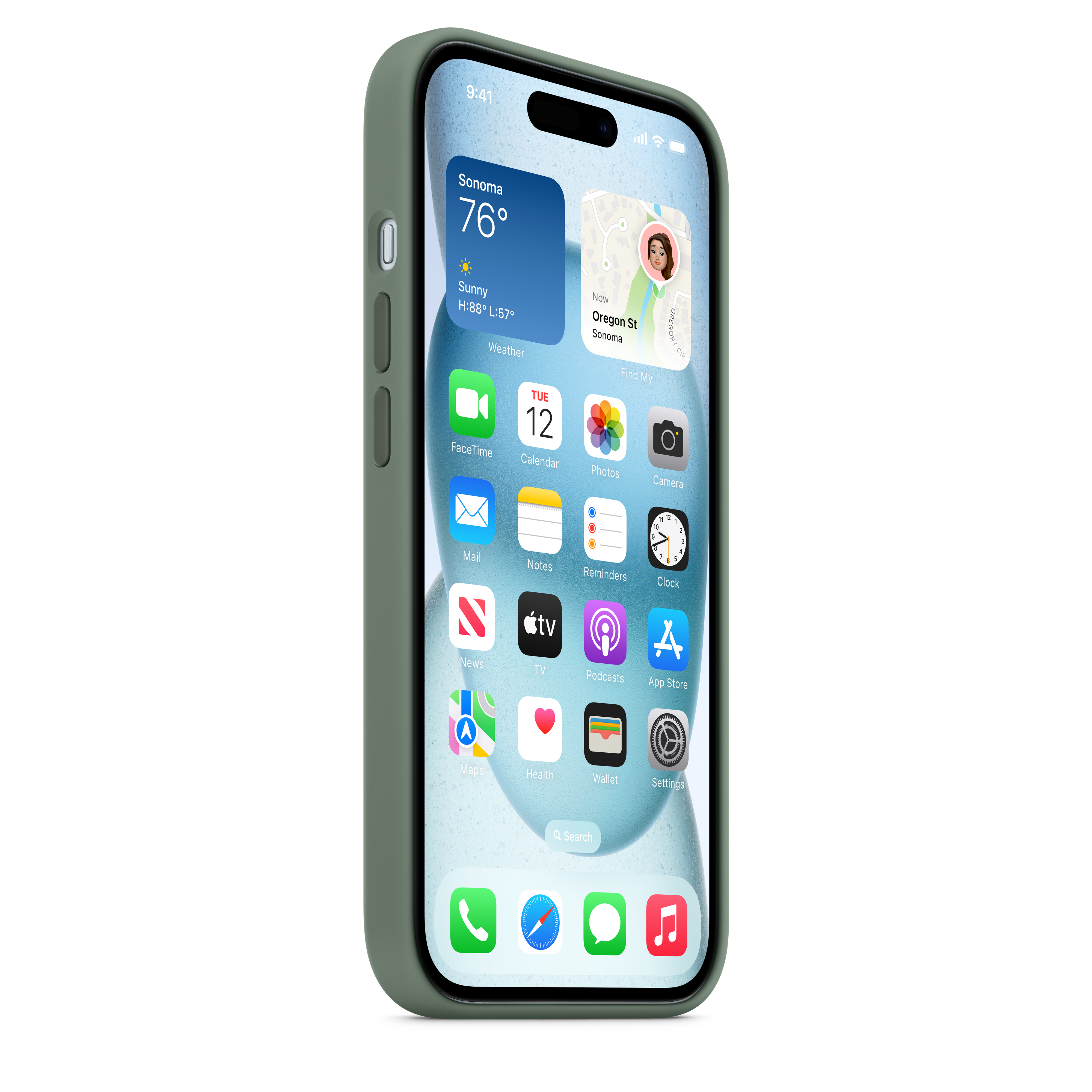 Premium Silicone Case with MagSafe for iPhone 15 - Cypress Green | Slim Protective Cover for Everyday Use, Work & Travel