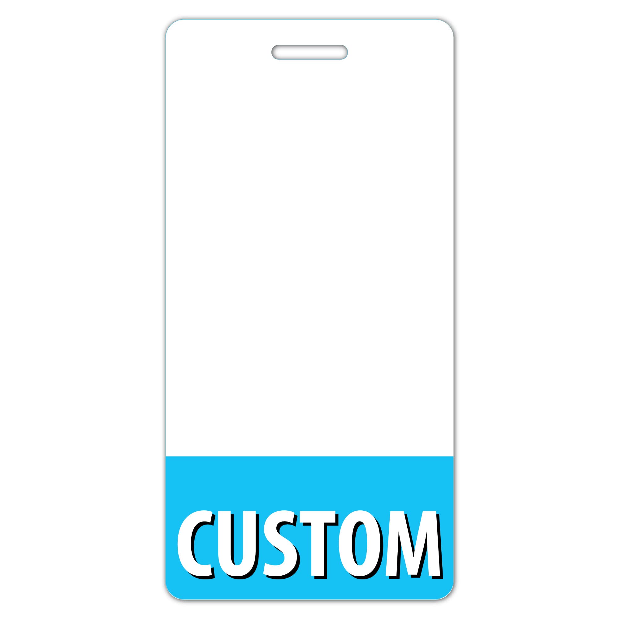 Customizable Light Blue Vertical Badge Buddy ID Backer Cards - 50 Pack Double Sided Printed Hard PVC Cards - Durable Waterproof for Work, School, Events & Conventions