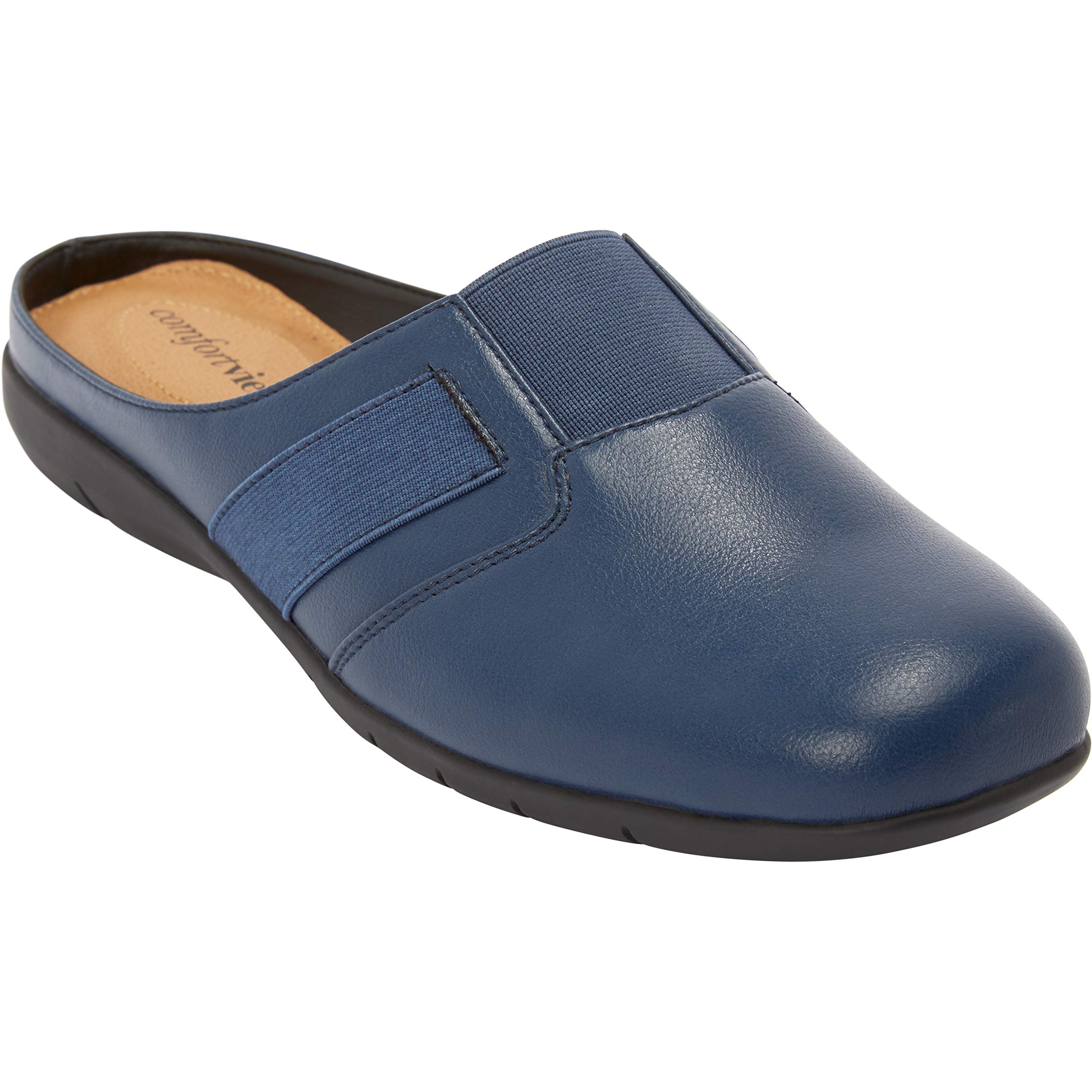 Comfortview Women's Wide Width The Sarah Mule - Slip-On House Shoes for Relaxation, Lounge & Indoor Comfort