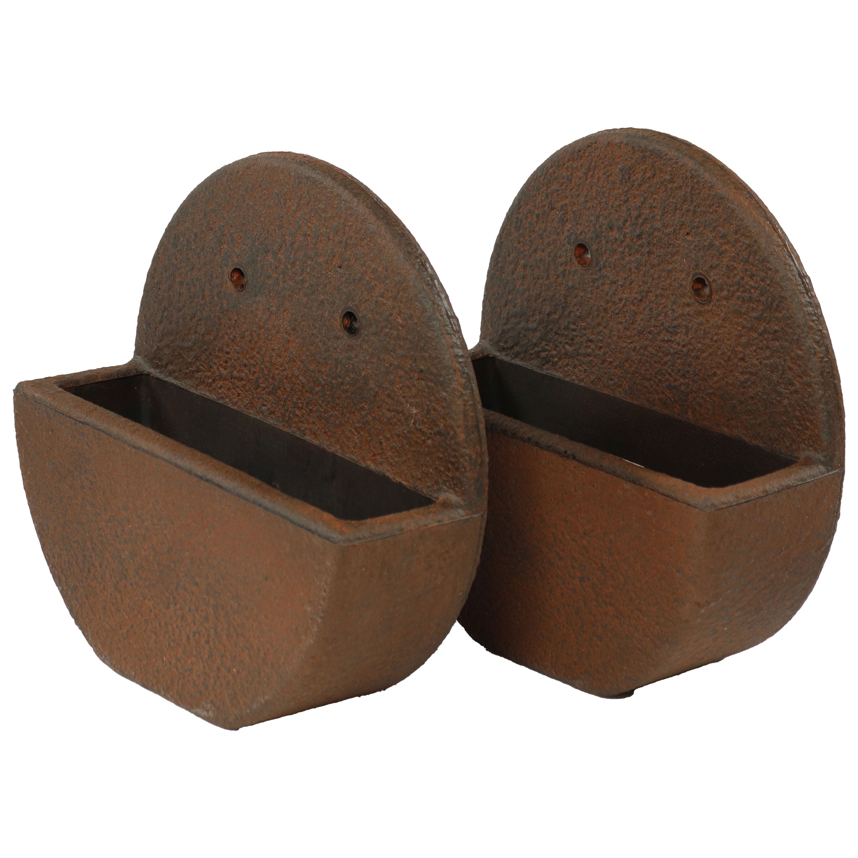 Sunnydaze 12 Inch Round Outdoor Wall Planter - Dark Brown Hanging Flower Pot for Garden, Patio, and Balcony Decor