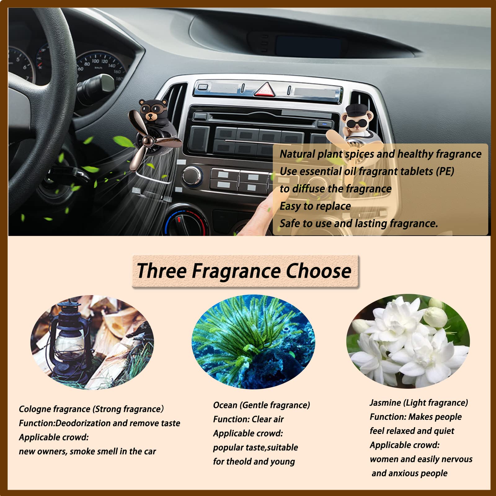 Cute Cartoon Pilot Car Air Freshener - Solid Perfume Auto Vent Clip Decor (Black Mouse) | Perfect for Cars, Trucks & Office Spaces