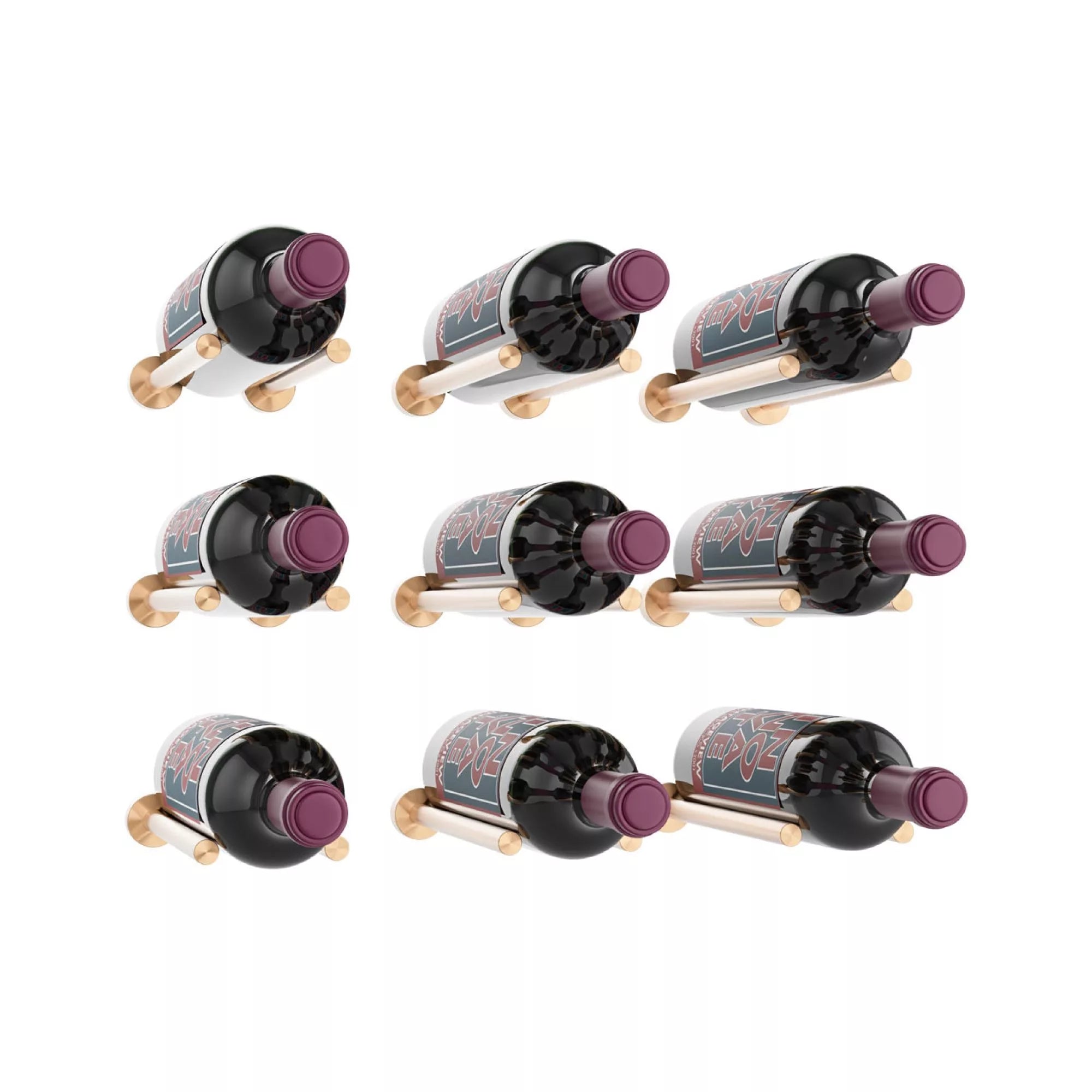 Vino Rails 9 Bottle 3×3 Designer Grid Wine Rack - Modern Wall Mounted Storage for Kitchen, Bar, or Dining Room - Perfect for Home, Restaurant, and Wine Cellar Organization