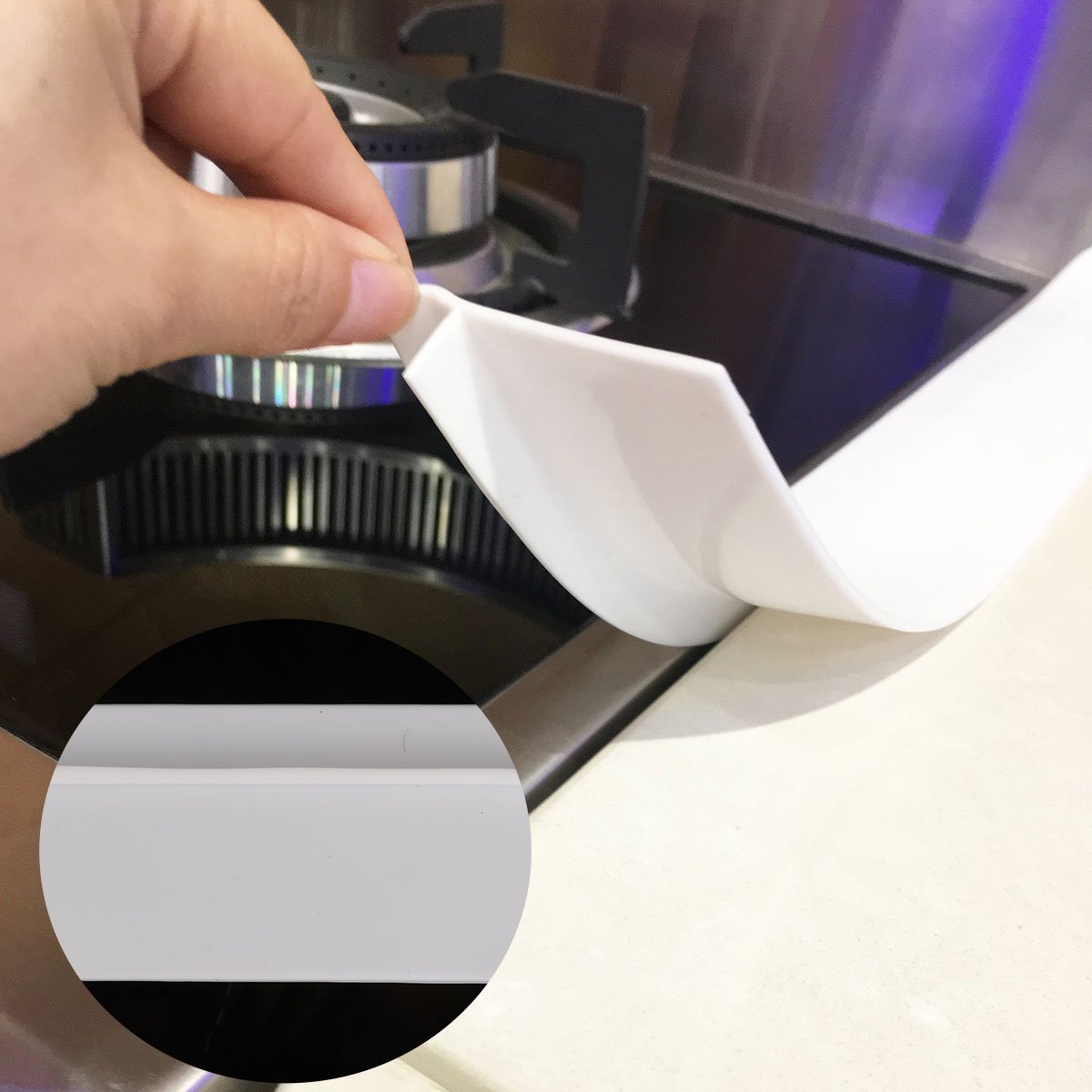 CHICTRY White Heat Resistant Silicone Stove Gap Cover - 4 Pack | Spill Guard for Kitchen Counter, Stovetop, Oven, Washer & Dryer | Perfect for Preventing Food Debris & Liquid Spills in Modern Kitchens
