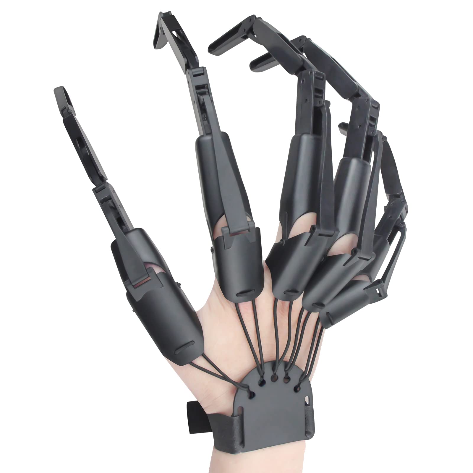 Scary Halloween Skeleton Hand Glove - Articulated Finger Witch Ghost Toy for Halloween Party Decorations & Cosplay (Right Hand, Black) - Perfect for Trick or Treat, Haunted House, and Spooky Costume Accessories