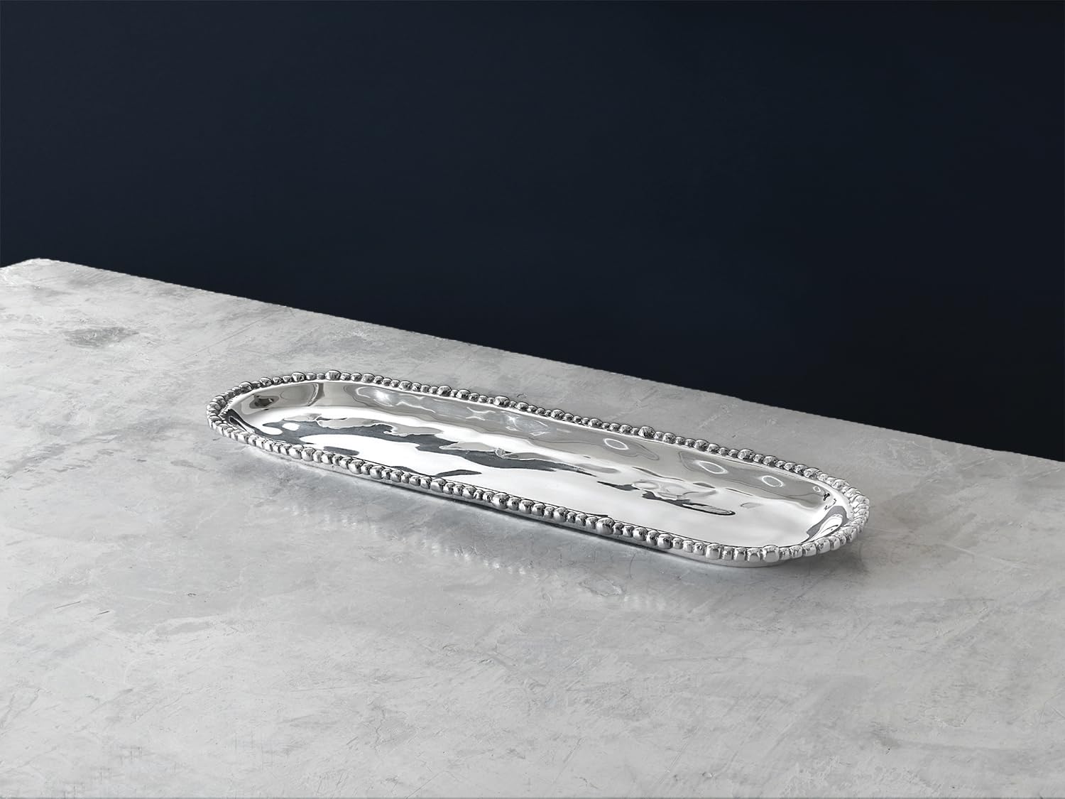 Beatriz Ball Organic Pearl Large Long Baguette Serving Platter - Elegant Appetizer Tray for Dinner Parties, Cheese Boards & Entertaining