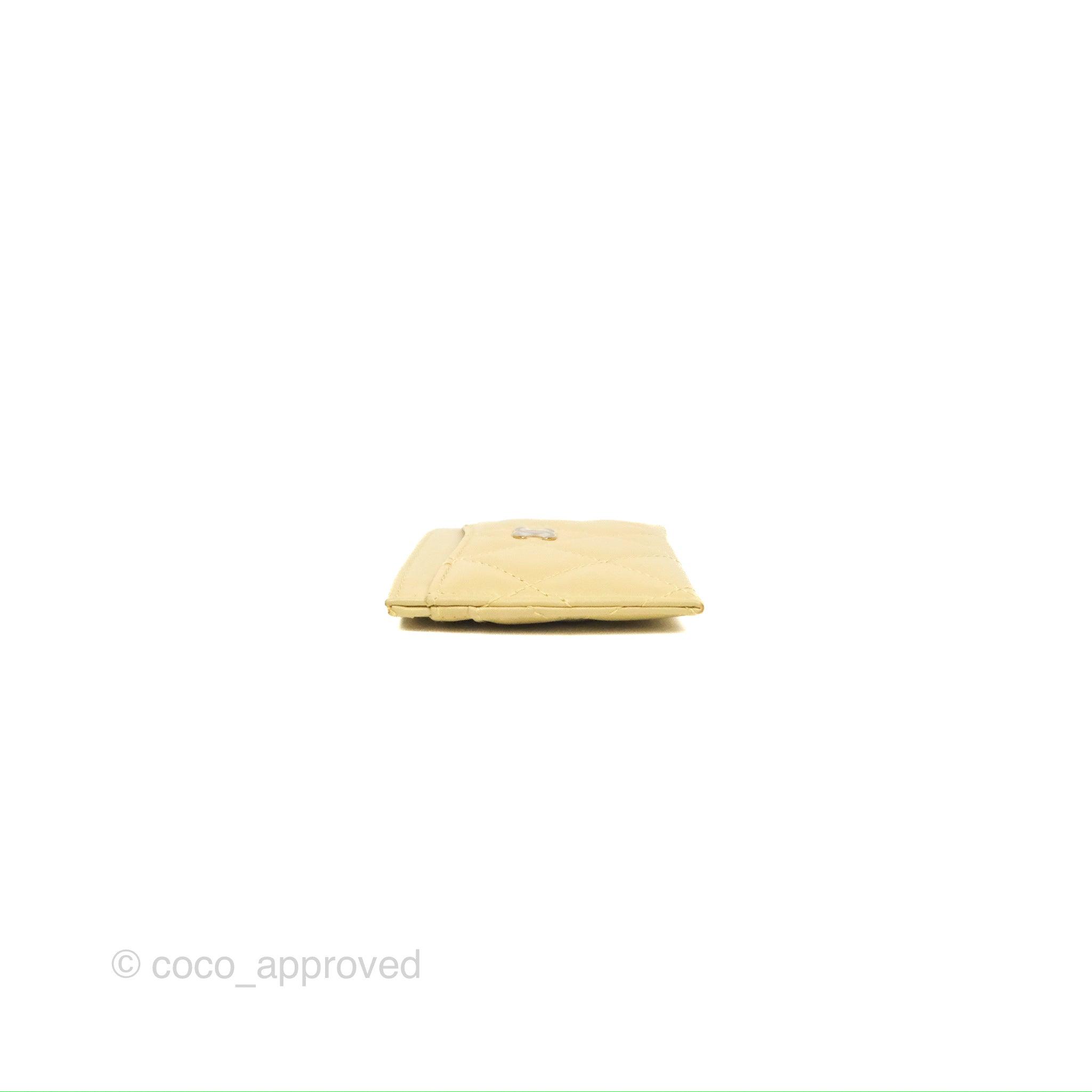 Chanel Classic Flat Card Holder in Iridescent Yellow Lambskin with Gold Hardware - Luxury Wallet for Women, Perfect for Everyday Use & Gift Giving