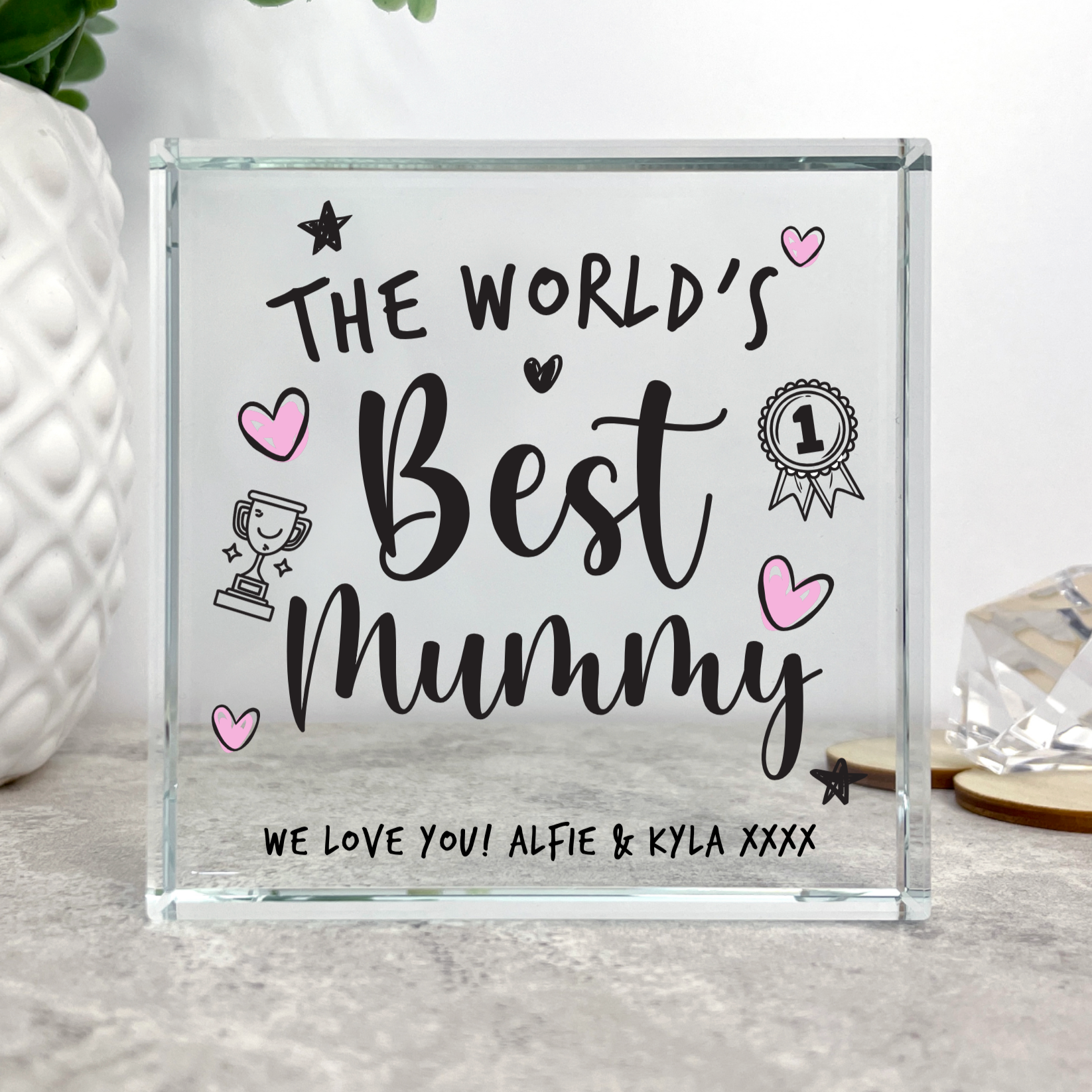 Personalized 'World's Best Mom' Crystal Keepsake Gift - Perfect for Mother's Day, Birthday & Anniversary Celebrations