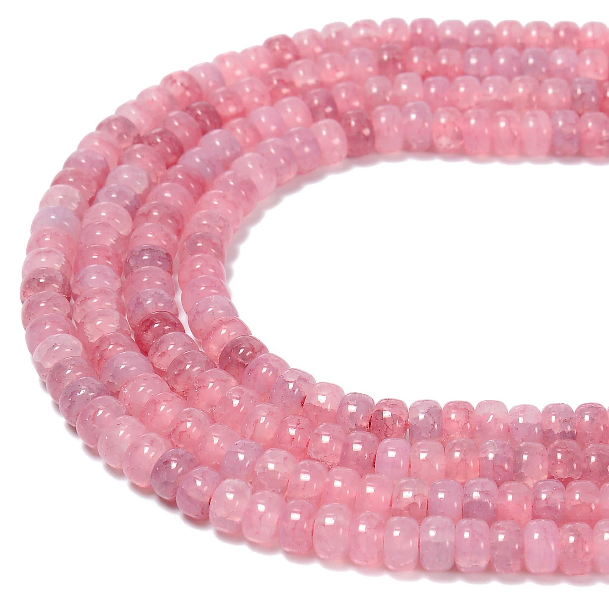 Pink, Brown, Purple, Green, Blue, Fuchsia Crackle K9 Crystal Glass Smooth Rondelle Beads 4x6mm - 15.5 Inch Strand for Jewelry Making, DIY Bracelets, Necklaces & Craft Projects