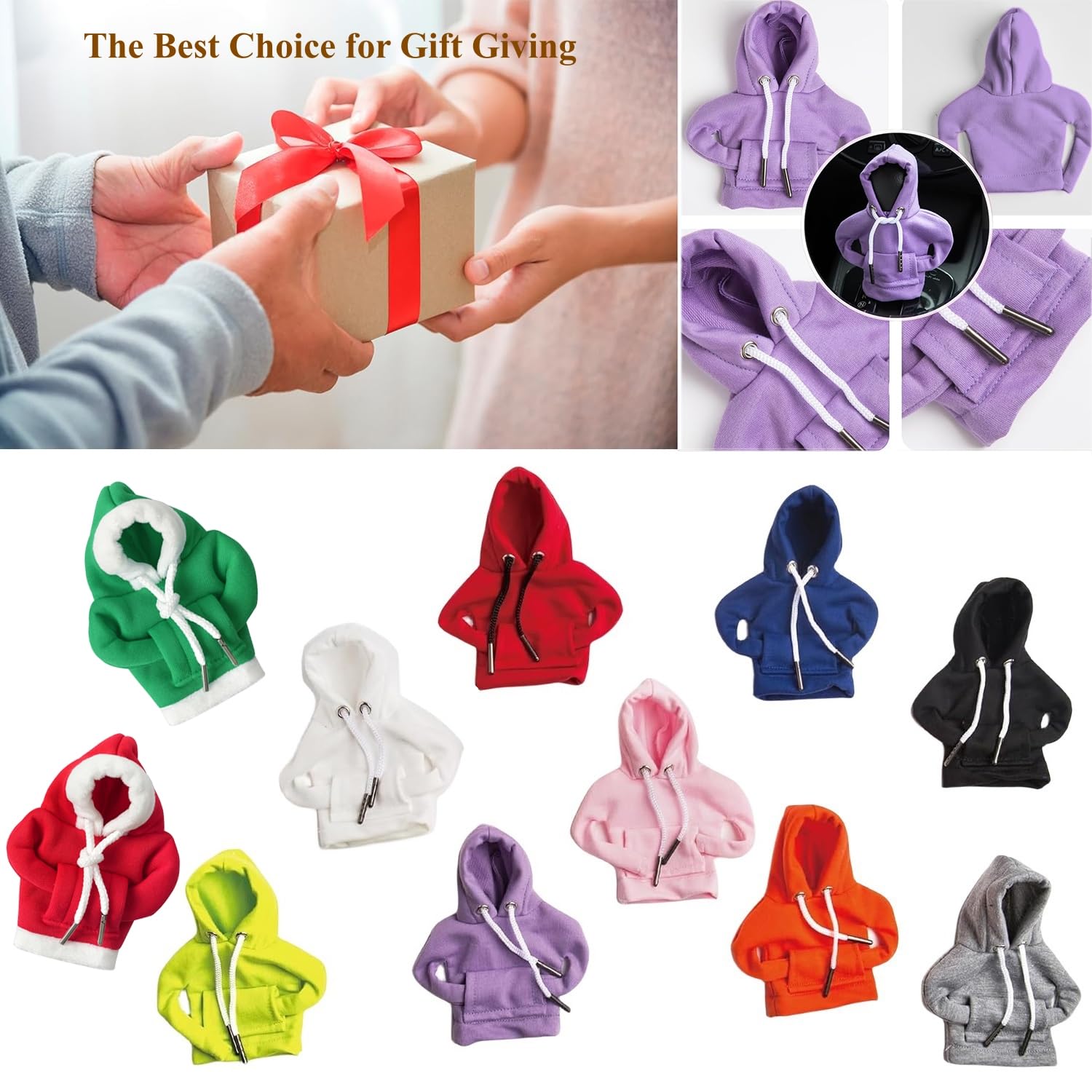 Universal Car Gear Shift Hoodie - Cute Mini Hoodie Cover for Auto Shifter Knob | Fun Car Accessories & Interior Gadgets | Perfect for Customizing Your Vehicle or Gift for Car Enthusiasts