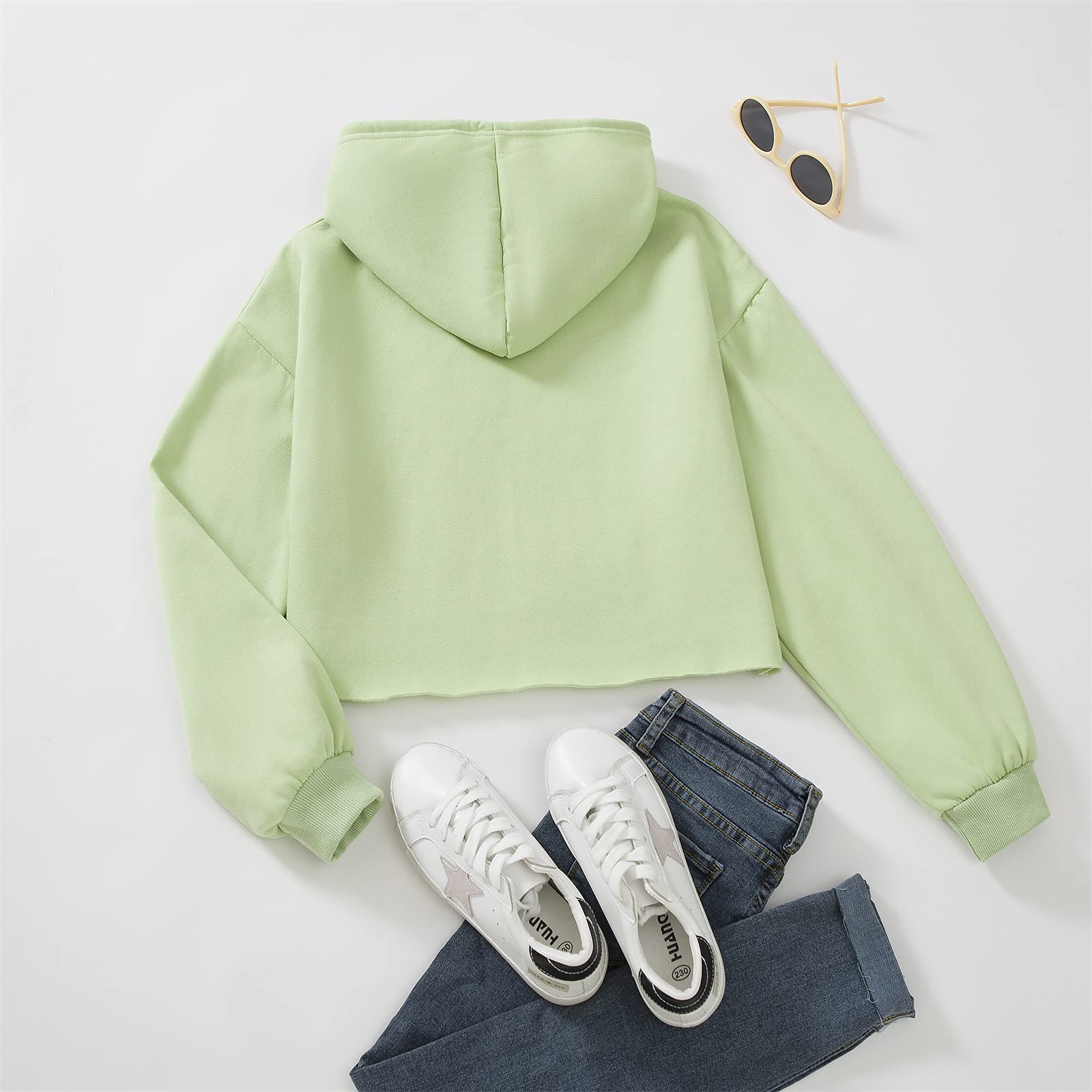 KEEVICI Women's Cute Frog Skateboard Graphic Cropped Hoodie - Soft Cotton Aesthetic Sweatshirt, Long Sleeve Workout Pullover Top for Casual Wear, Street Style & Skateboarding