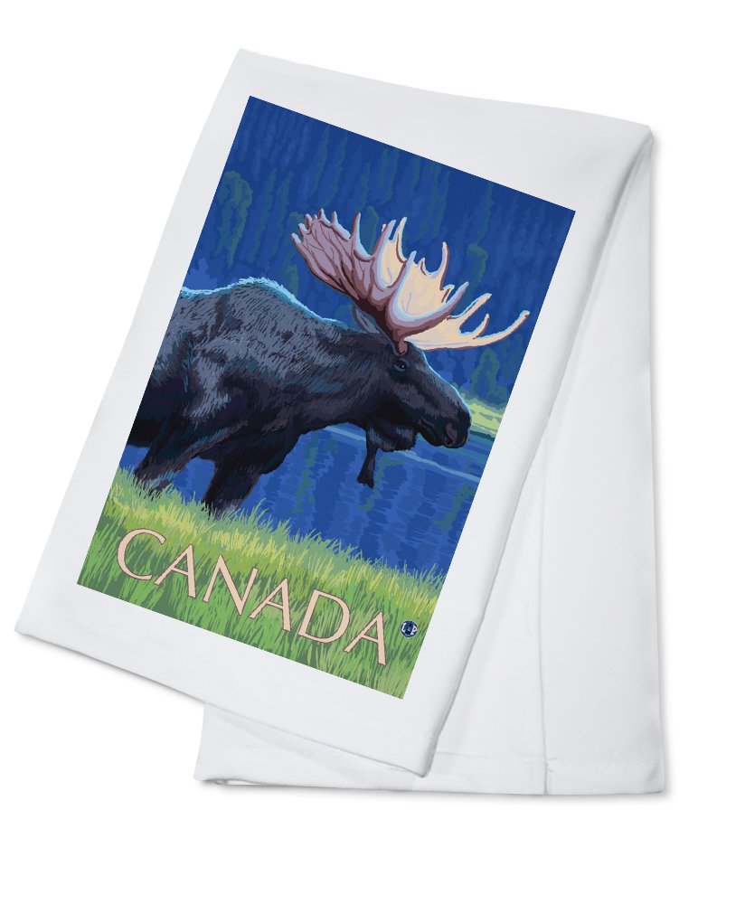 100% Cotton Canada Night Moose Tea Towel - Decorative Hand Towel for Kitchen, Bathroom & Home Decor - Perfect for Gifts, Holidays & Farmhouse Style