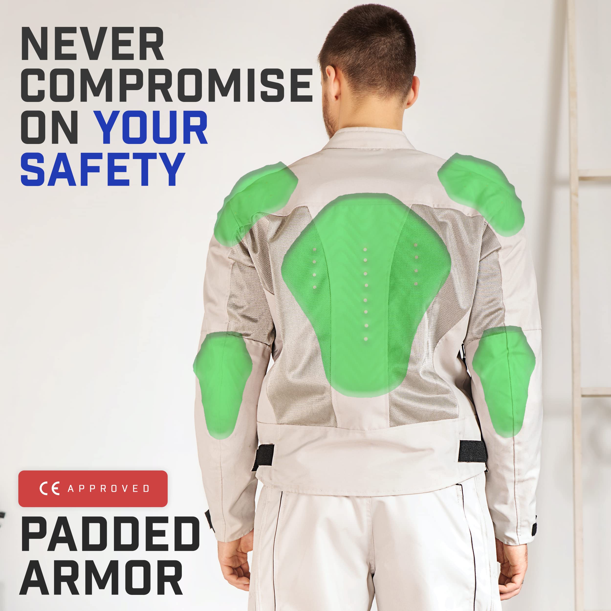 Men's Air Mesh Motorcycle Jacket with Armor - Dual Sport Biker Gear for Riding