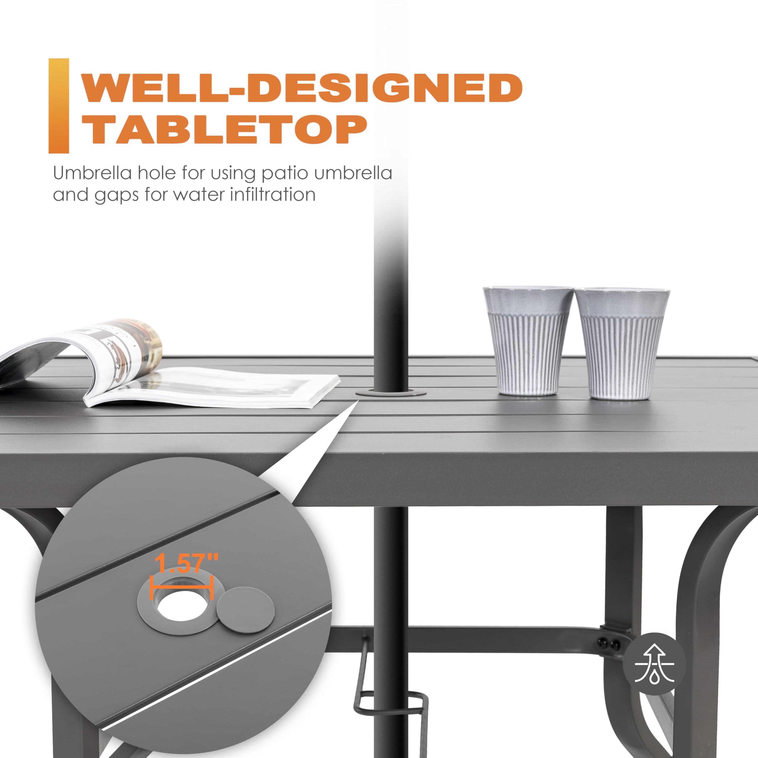 NUU GARDEN 5-Piece Outdoor Patio Dining Set with Square Table & 4 Textilene Chairs - Perfect for Backyard, Garden, Poolside & Outdoor Entertaining | Includes 1.57