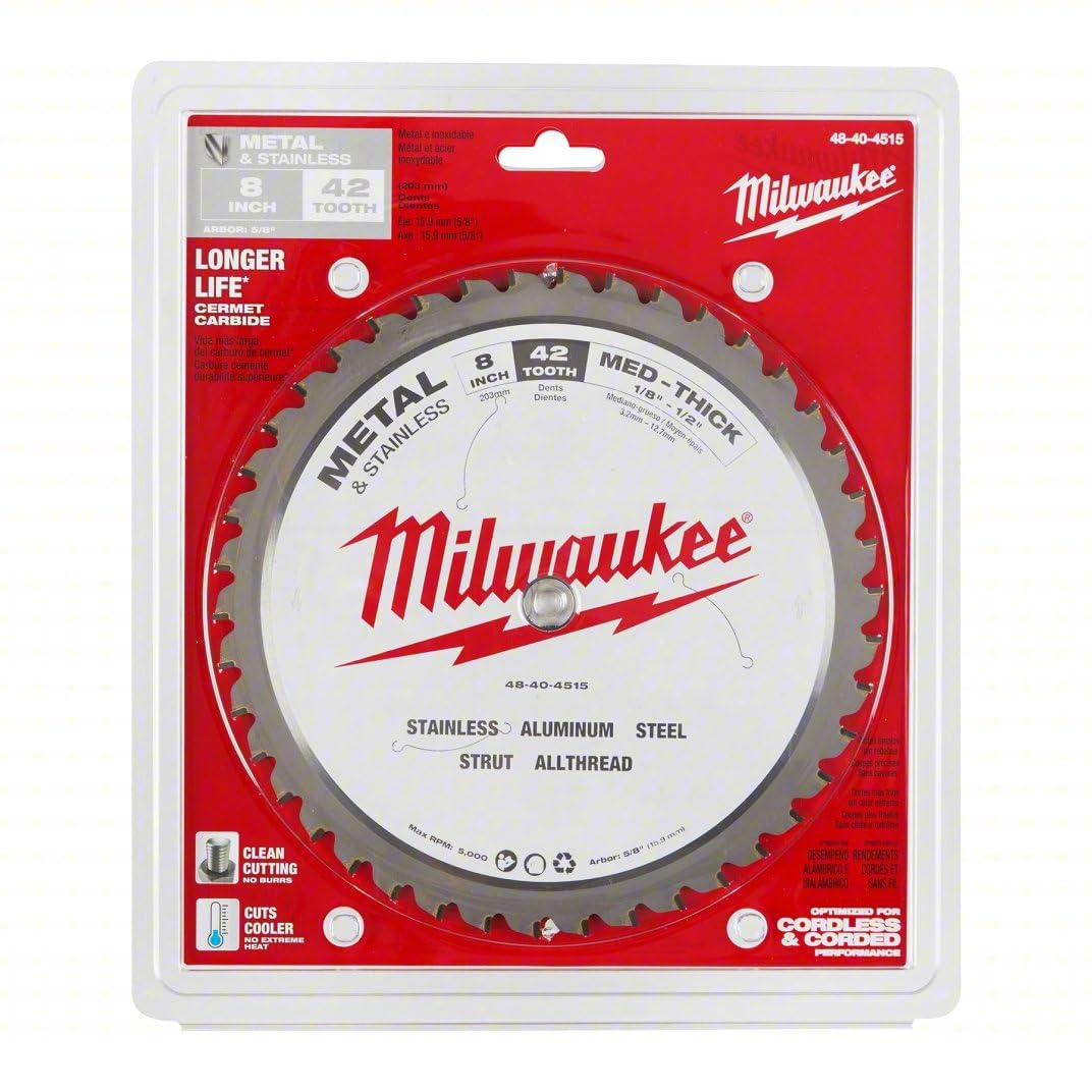 Milwaukee 8-Inch Cermet Circular Saw Blade with 42 Teeth & 5/8