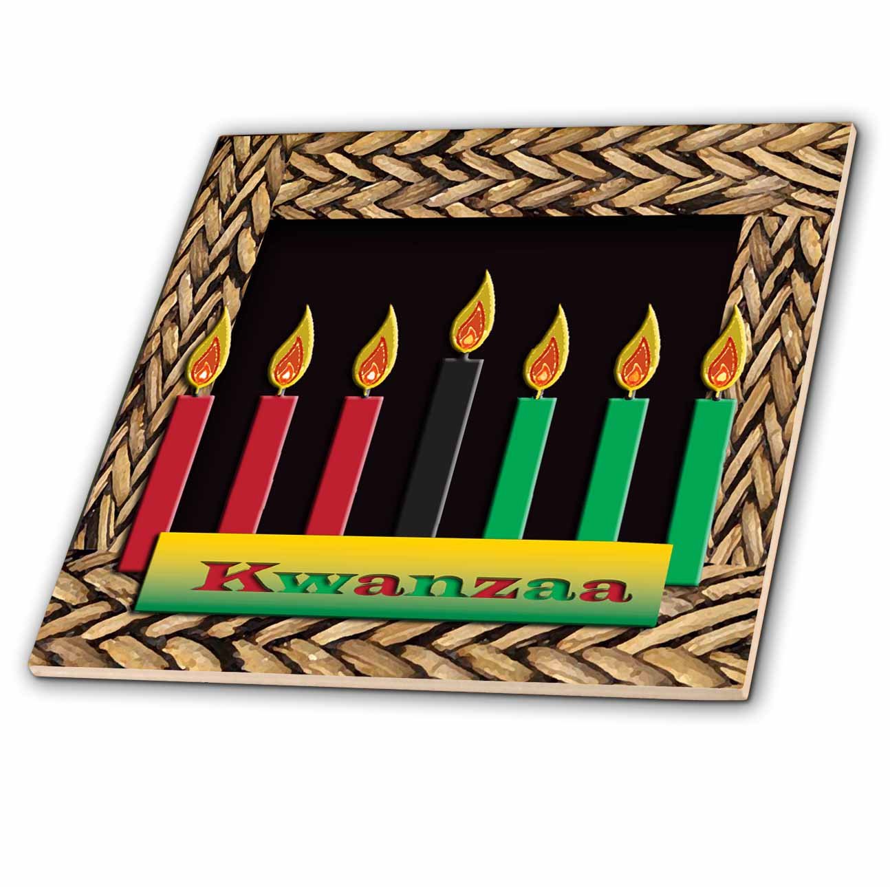 3D Rose Kwanzaa Candles Ceramic Tile - 12-Inch Decorative Wall Art for Holidays, Home Decor & Gifts | Perfect for Kwanzaa Celebrations, African American Heritage & Festive Decorations