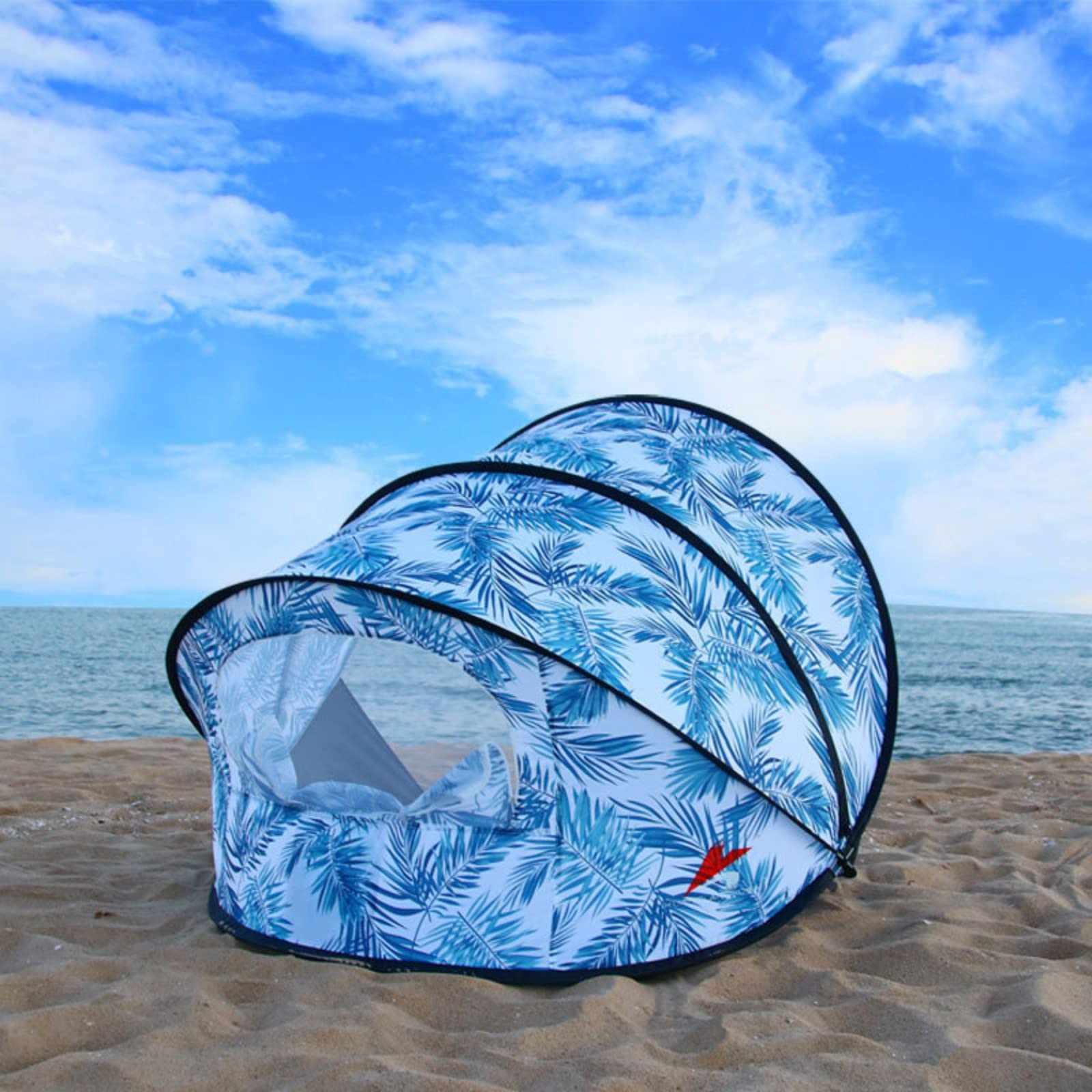Portable Beach Tent with Side Window Ventilation - Instant 1-Second Setup, Foldable Sun Shelter for Outdoor Fishing & Family Beach Trips | UV Protection & Breathable Design