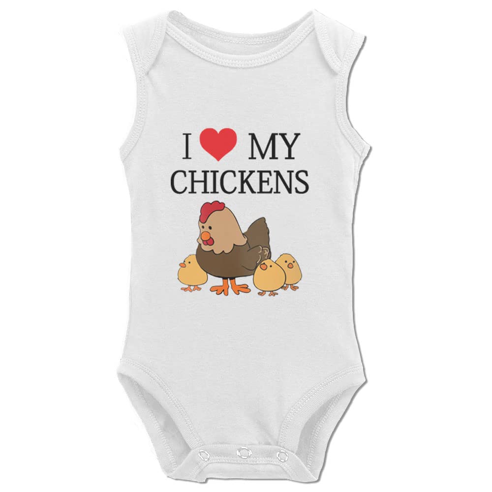 I Love Chickens Baby Bodysuit - Short Sleeve Jumpsuit Romper for Newborn Boys & Girls - Soft Cotton Infant Outfit for Playtime & Photo Shoots