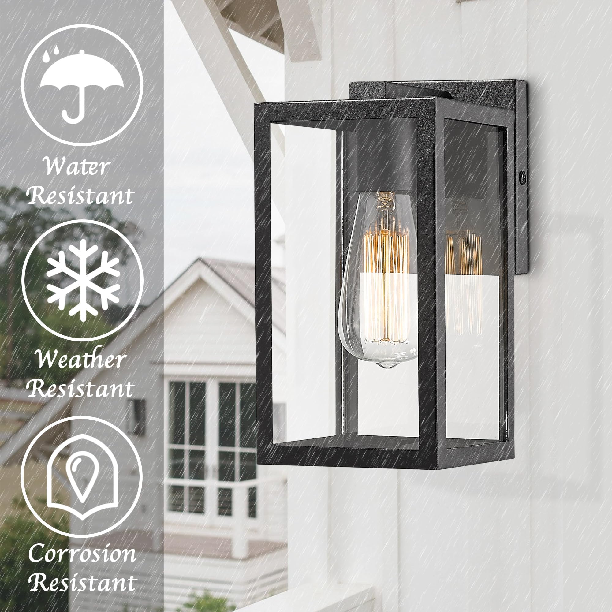 Bestshared Black Outdoor Wall Lanterns - 2 Pack Weatherproof Exterior Wall Sconce Lights for Porch, Patio, Garden, Barn & Storefront - Durable Outdoor Lighting Fixtures for Home & Commercial Use