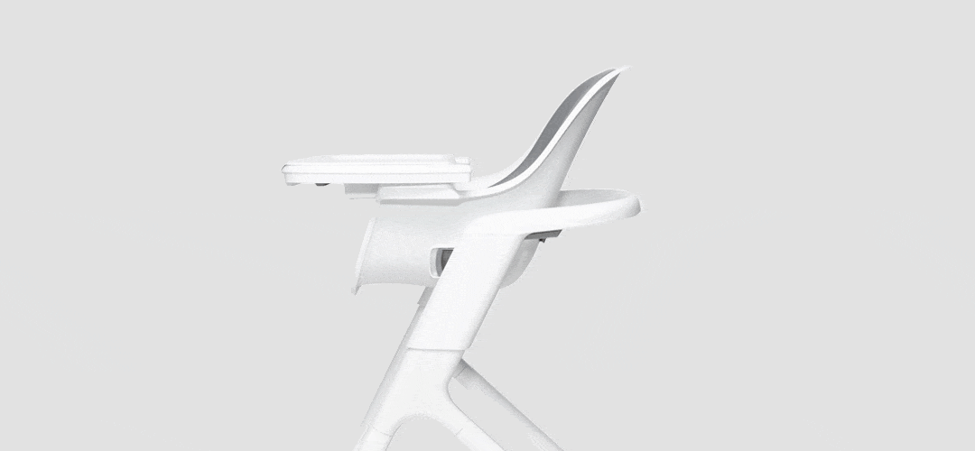 4moms Connect High Chair - Adjustable Baby Feeding Chair with Easy Clean Tray, White & Grey | Perfect for Dining, Weaning & Family Mealtime