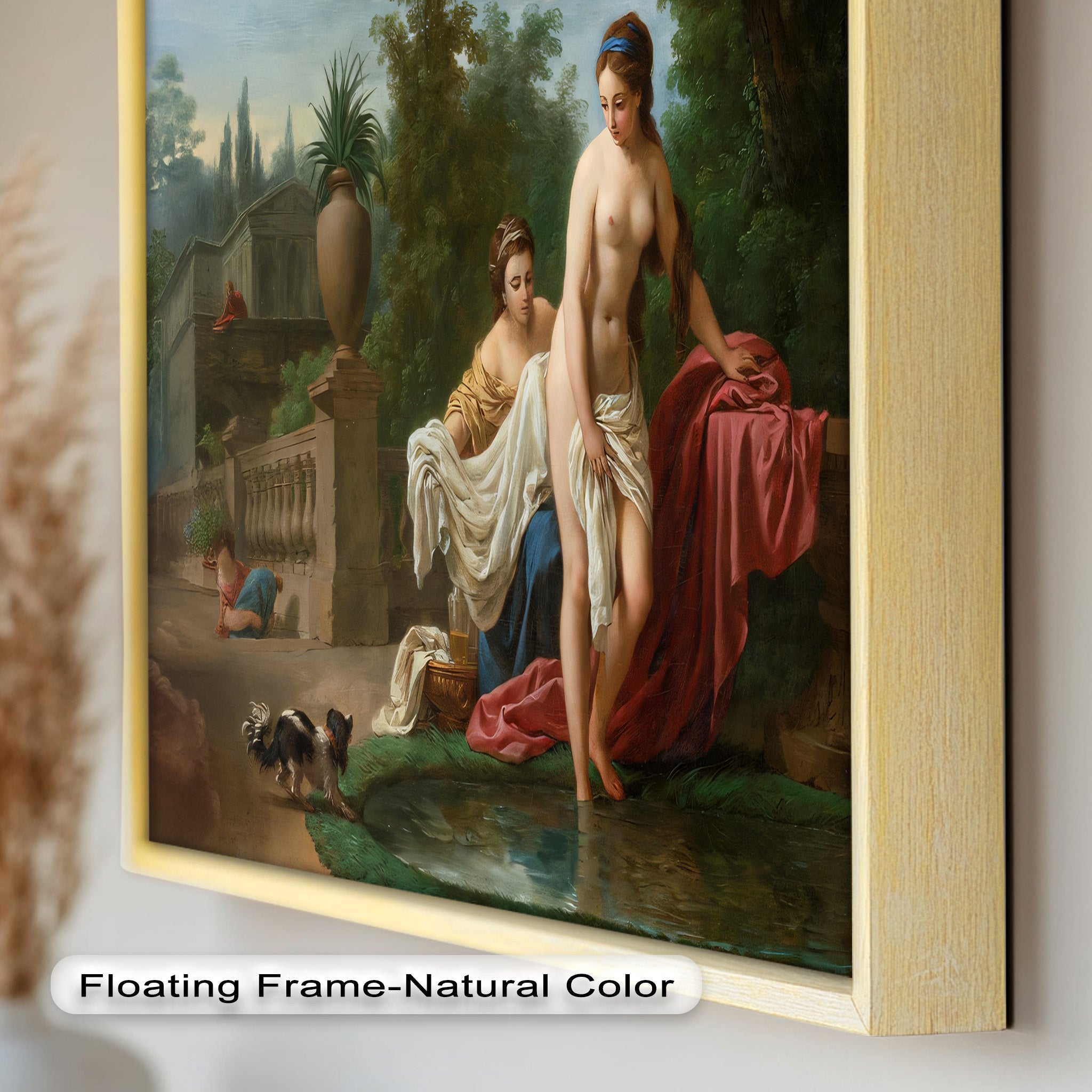 Neoclassical Elegance Oil Painting - Garden Bathing Scene Artwork for Home Decor & Living Room Wall Art