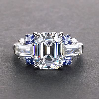 925 Sterling Silver Moissanite Sapphire Gemstone Ring for Women - Wedding & Engagement Ring, White Gem Color, Size 9 - Perfect for Proposals, Anniversaries & Special Occasions