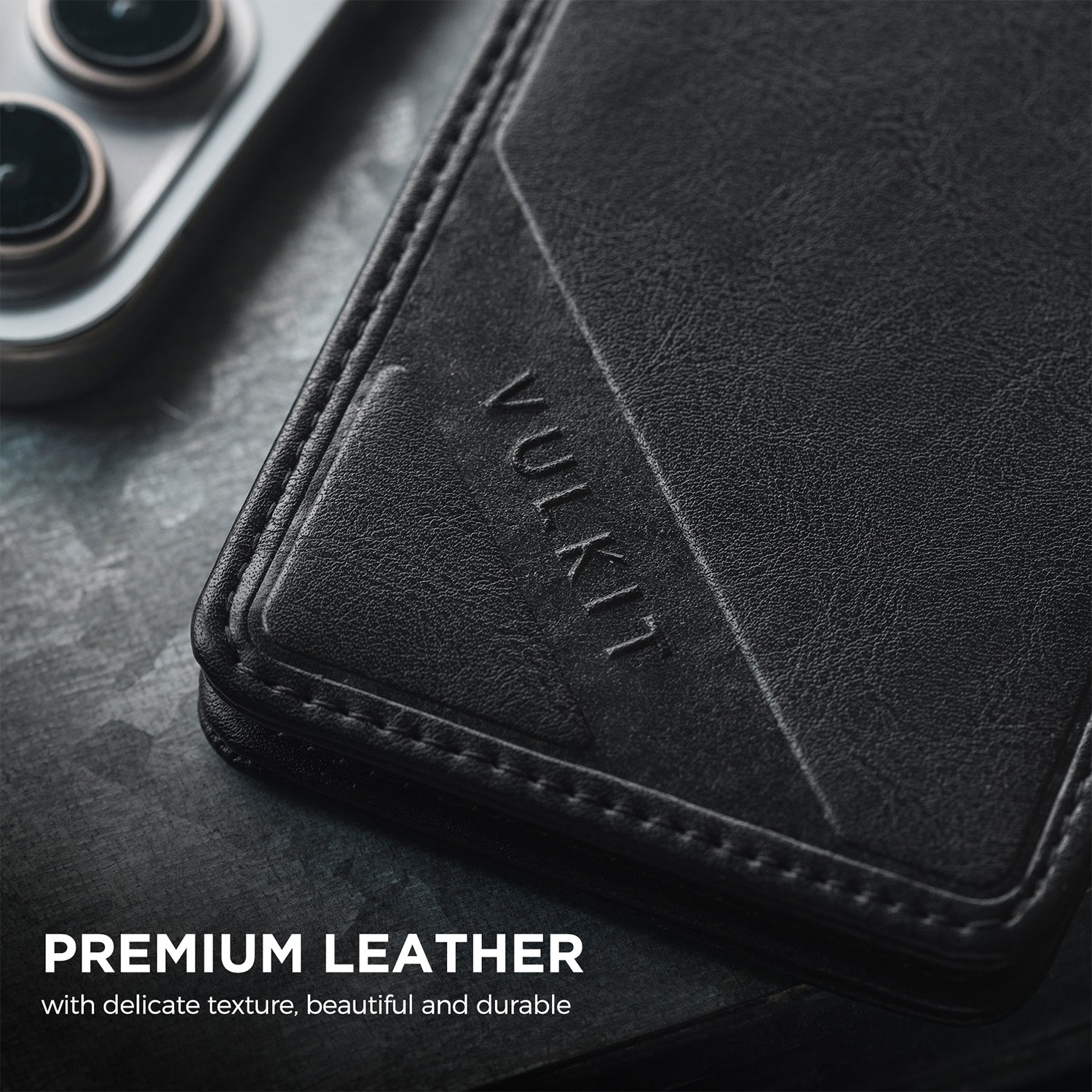 VBH101 Genuine Leather Card Holder with 3 Clear ID Windows - Slim RFID Blocking Wallet for Men & Women - Perfect for Travel, Business Cards, and Everyday Use