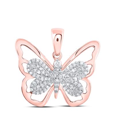 10K Gold Diamond Butterfly Pendant Necklace - 1/5 CTTW Genuine Diamonds - Elegant Jewelry Gift for Women - Perfect for Birthdays, Anniversaries & Special Occasions