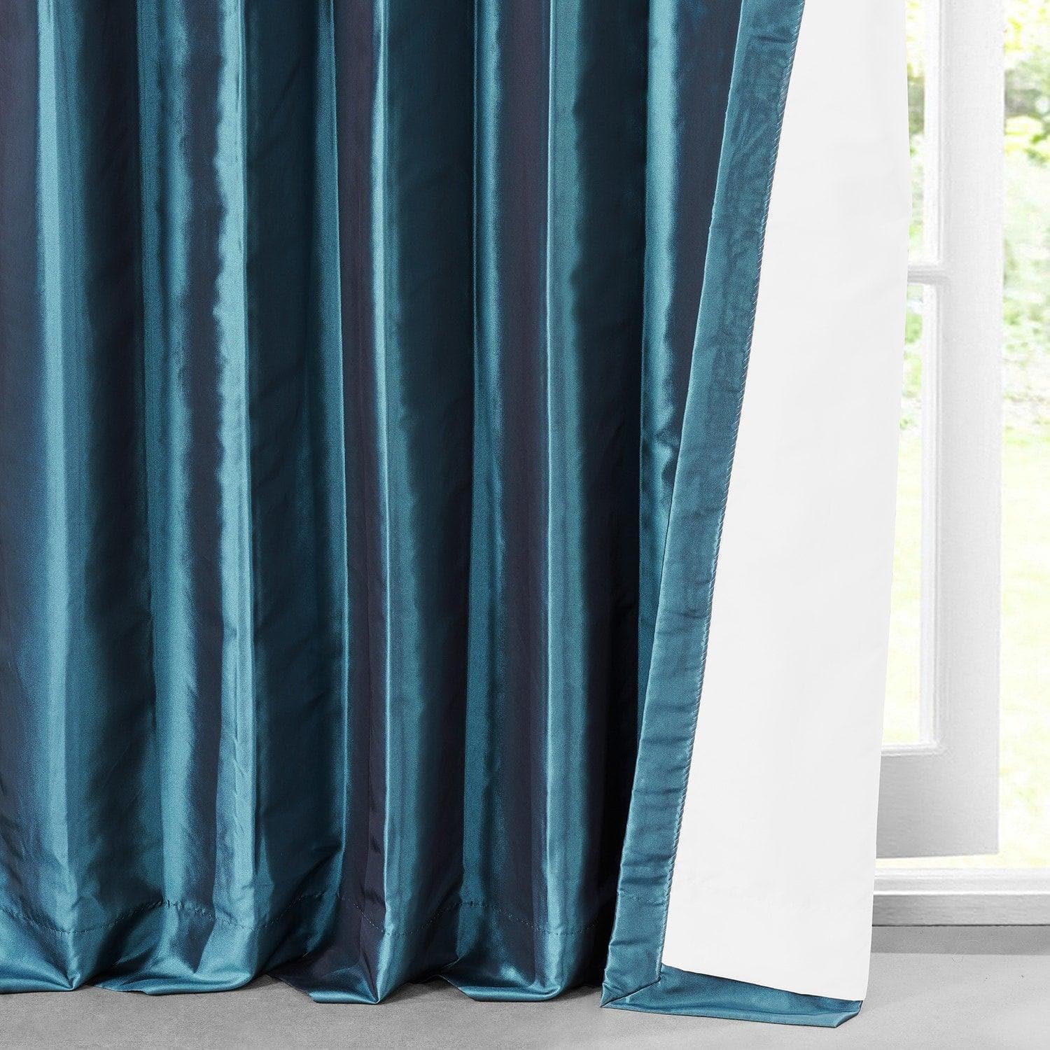 Mediterranean Solid Faux Silk Taffeta Blackout Curtains for Bedroom & Living Room - Light Blocking Window Drapes for Better Sleep & Privacy