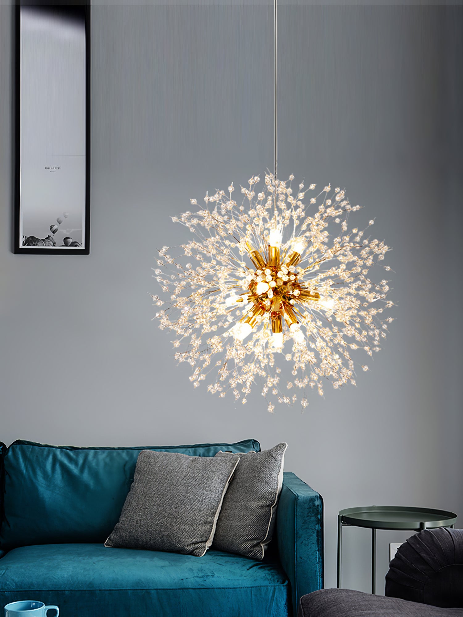 Elegant Crystal Dandelion Chandelier - Modern Glass Pendant Light Fixture for Dining Room, Living Room & Bedroom Decor