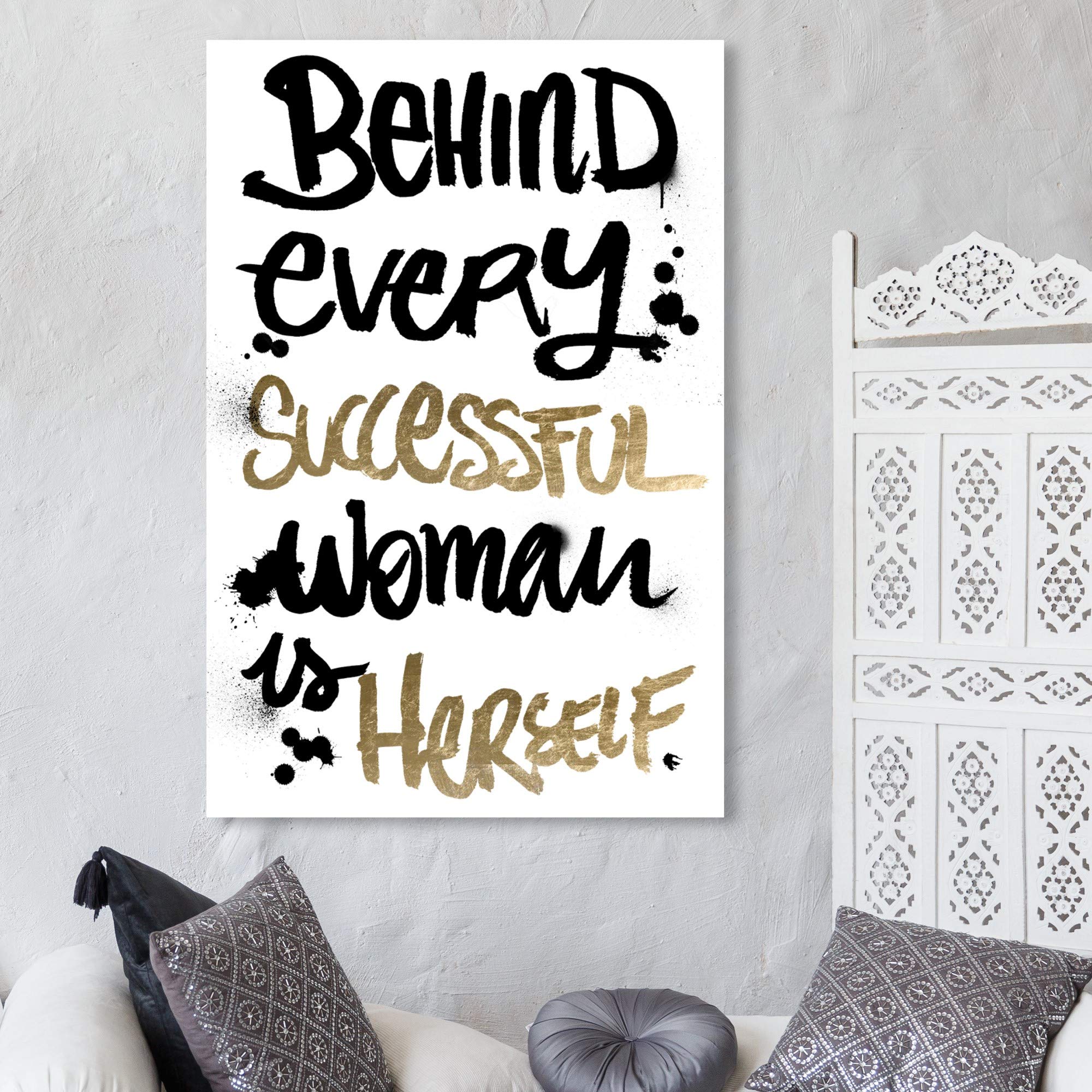 Oliver Gal Artist Co. 'Successful Woman' Motivational Wall Art Canvas Print - Gray 30x45 Inches - Inspirational Home & Office Decor for Women Entrepreneurs