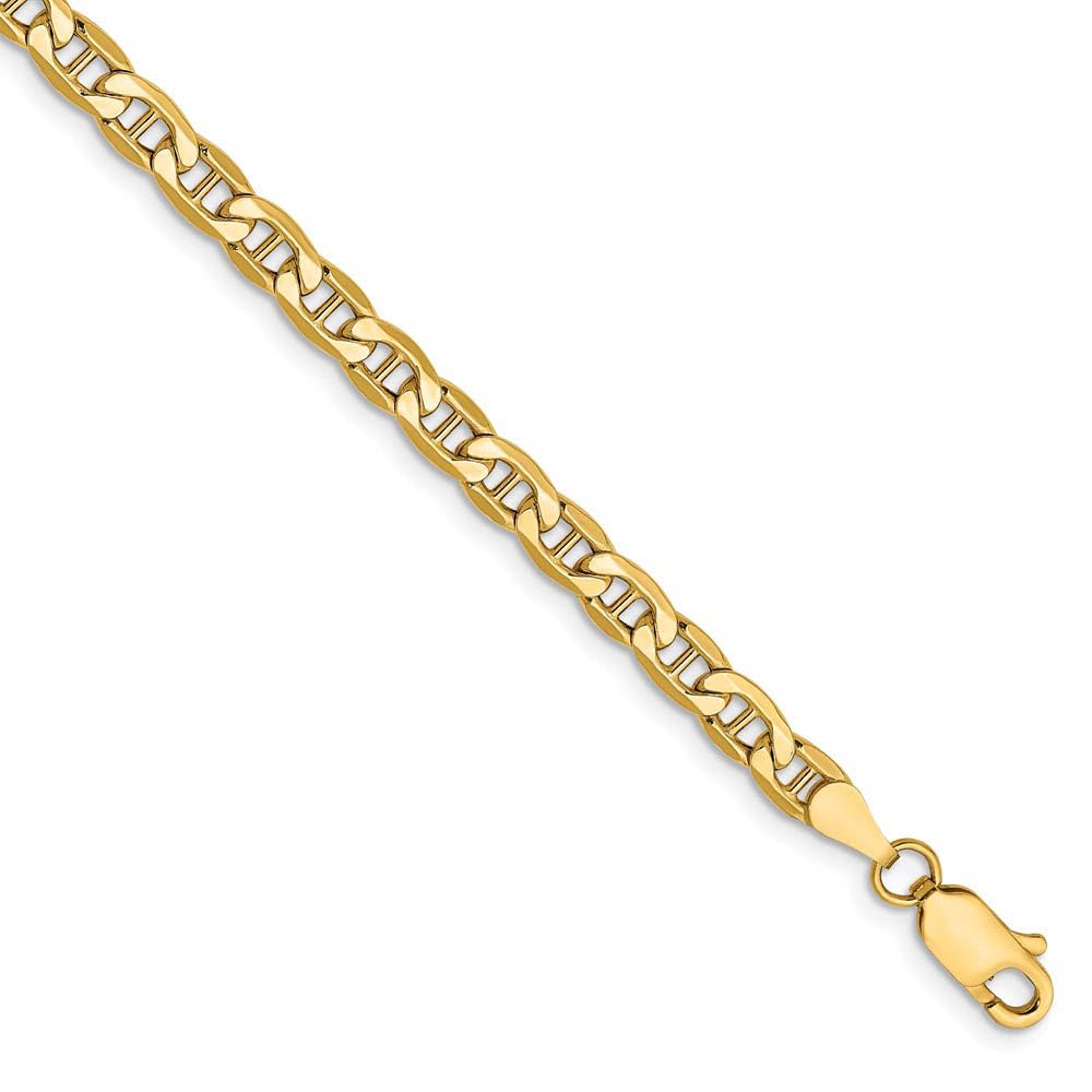 14k Yellow Gold Hollow Anchor Chain Bracelet - Elegant & Durable for Daily Wear