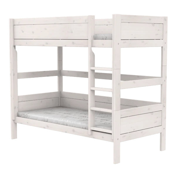Sturdy Wooden Bunk Bed with Safety Ladder - 90x200 cm Twin Size - Perfect for Kids' Bedroom, Dorm Room & Space-Saving Solutions