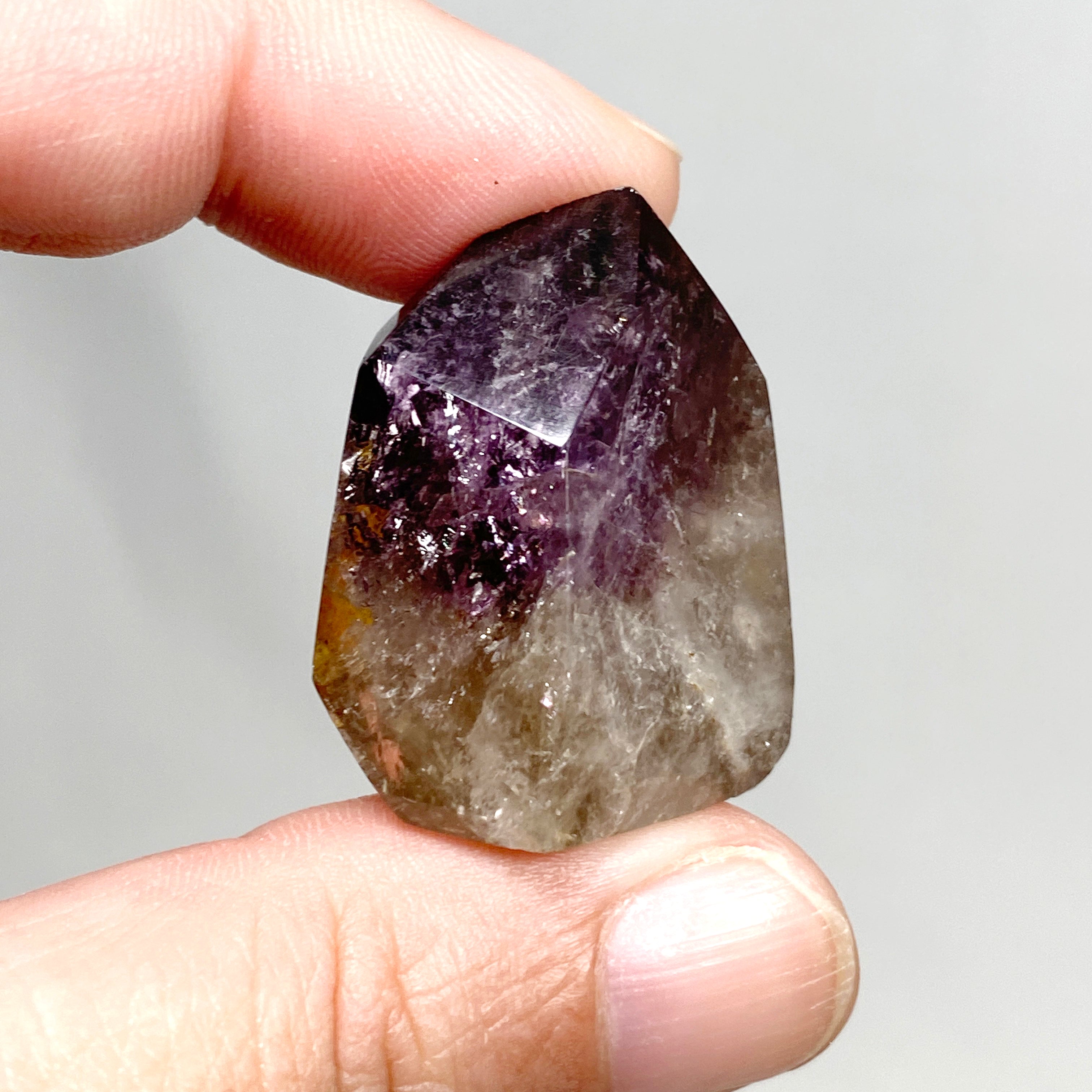 Natural Smokey Amethyst & Clear Quartz Crystal Point - Healing Stones for Meditation, Reiki, and Home Decor (CR3450)