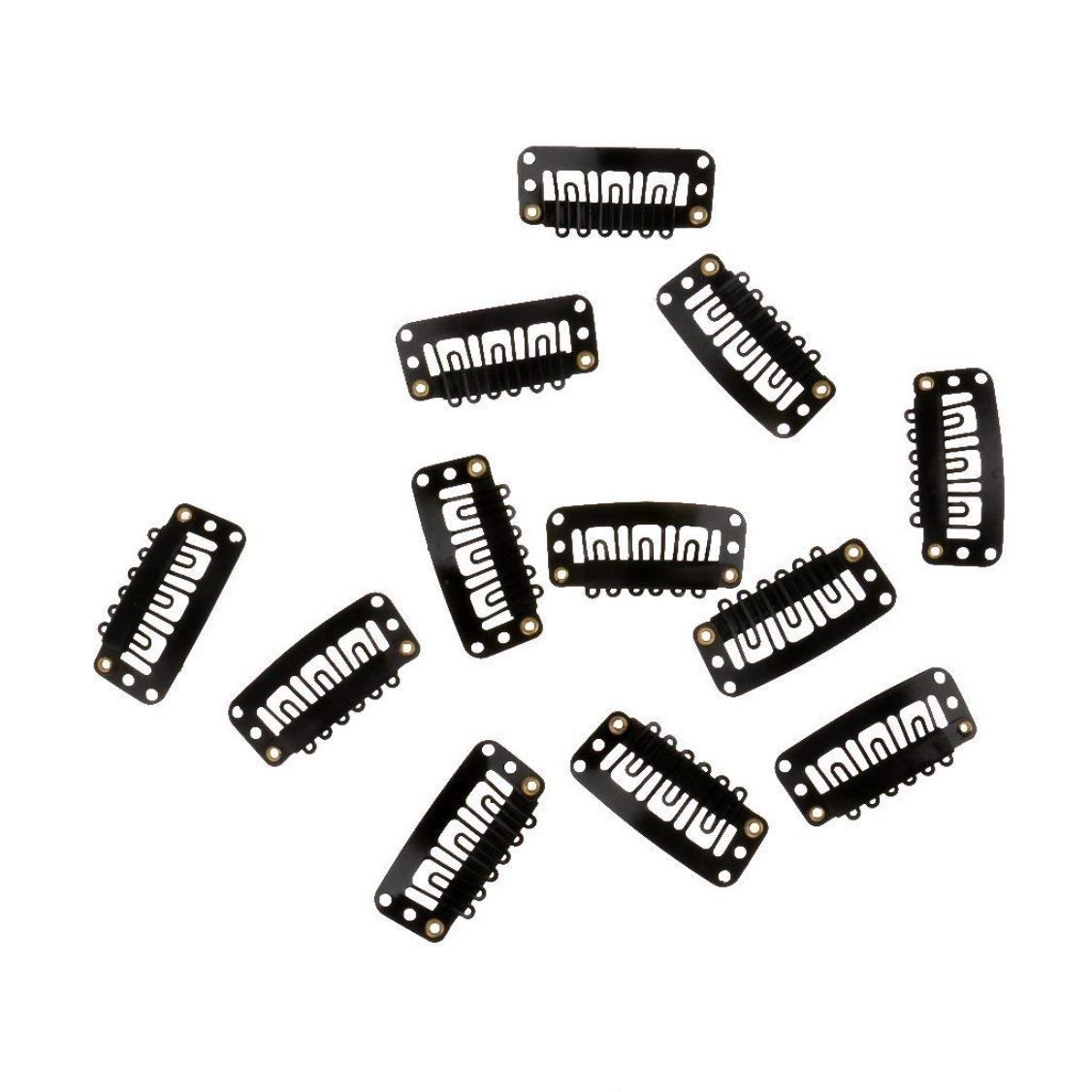 Stylazo 15 Pcs U-Shape Snap Hair Clips for Extensions & Wigs - 32mm Black Tic Tac Hair Clips | Secure Weft Attachment for Salon, Styling & Daily Hair Care
