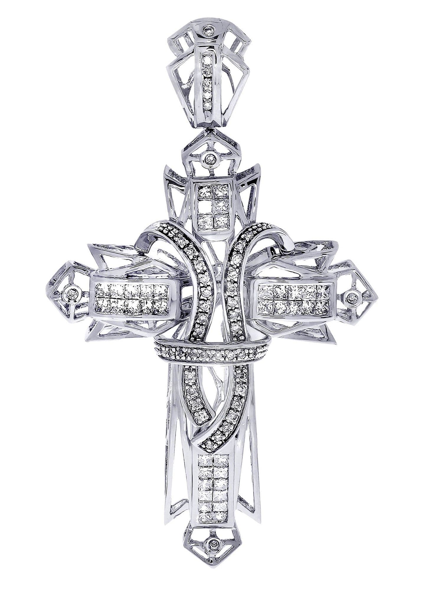 1.72 Carat Diamond Cross Pendant Necklace - 15.36 Grams Solid Gold Religious Jewelry for Women - Perfect for Baptism, Confirmation & Special Occasions