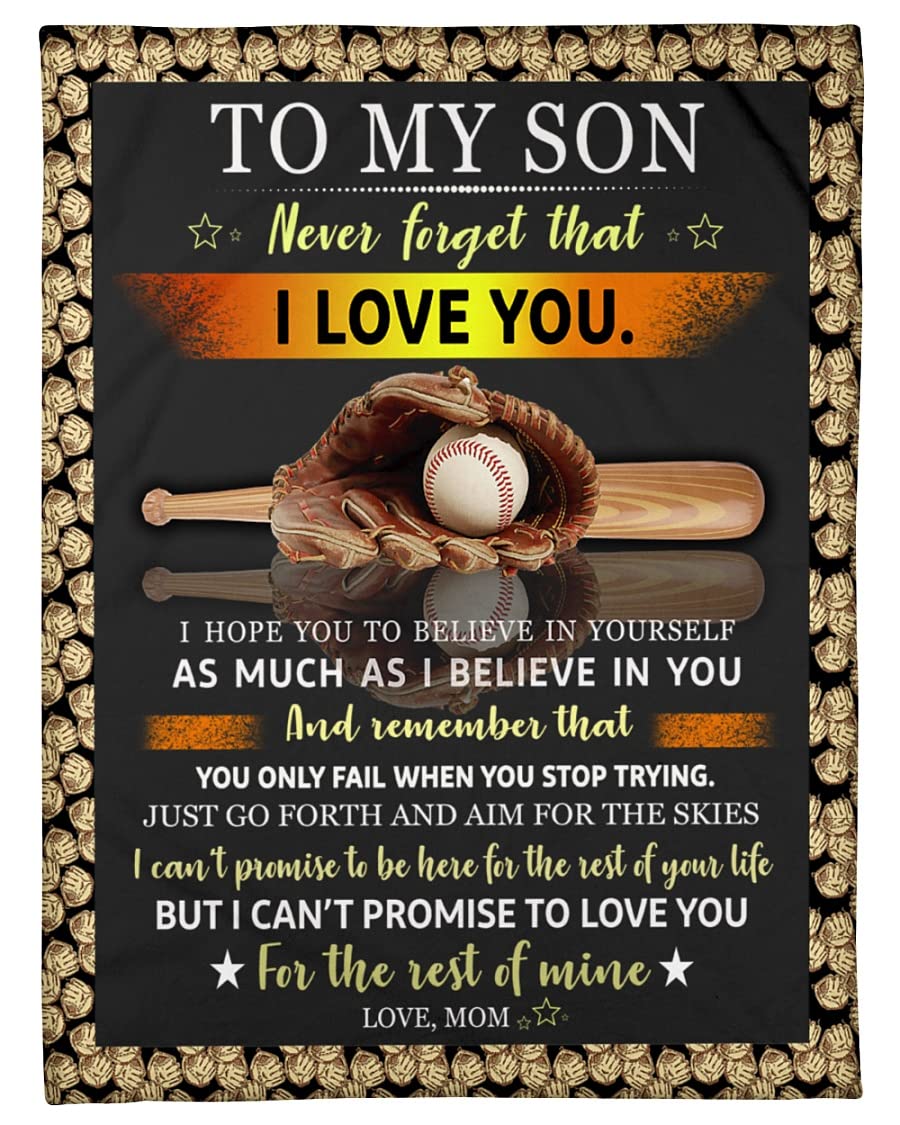 Personalized Baseball Blanket for Son - Custom Fleece Blanket from Mom & Dad | Baseball Player Gift for Kids & Adults | Perfect for Games, Lounging & Sports Enthusiasts