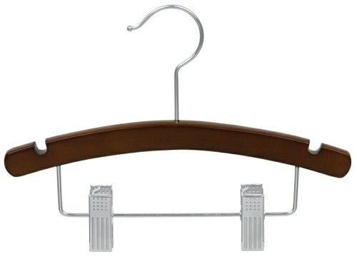 12 Pack Wooden Suit Hangers for Kids - Natural Walnut Finish with Chrome Hooks | Perfect for Children's Closet Organization, School Uniforms & Dress Clothes Storage