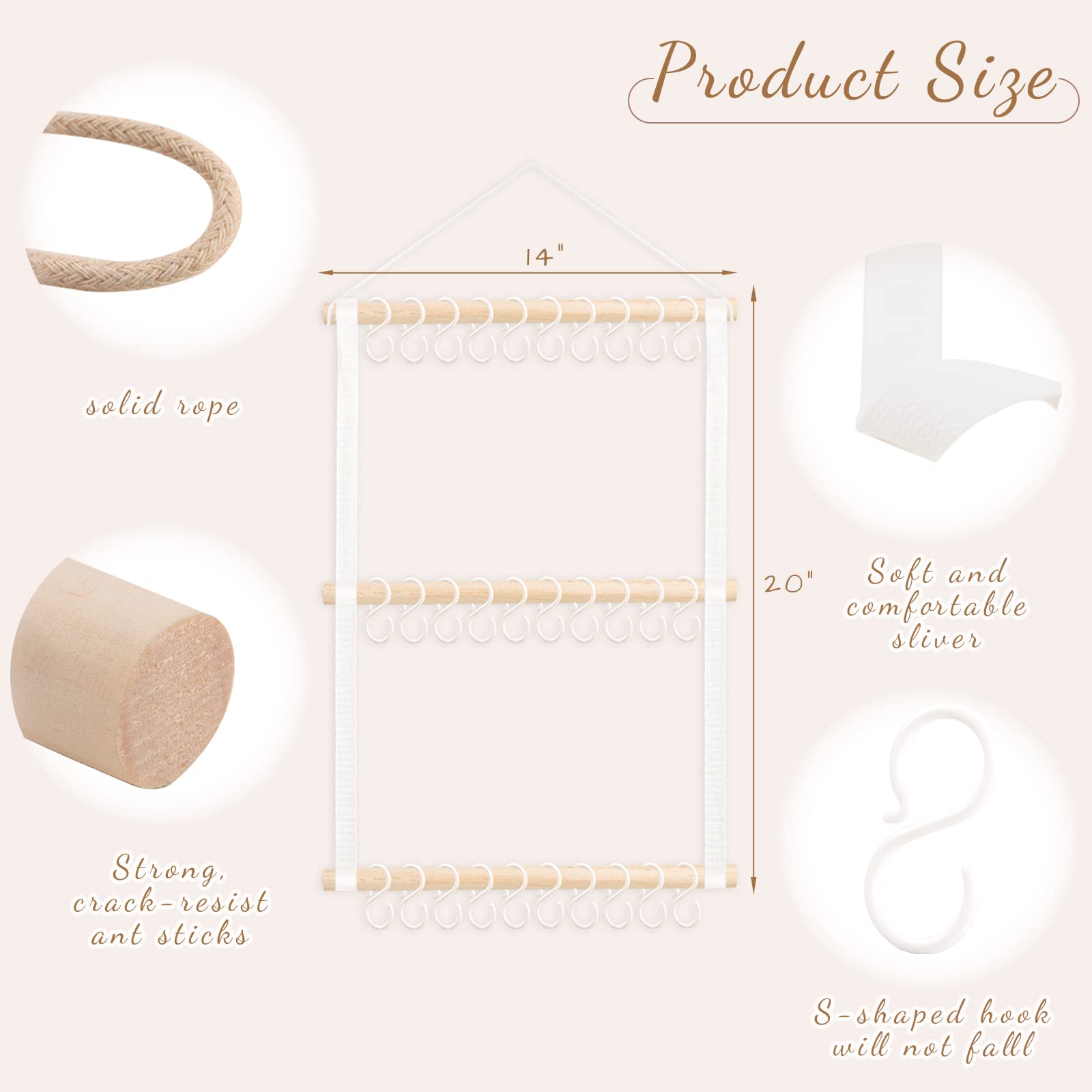 POVETIRE Headband Holder & Organizer for Girls - Baby Headbands Hair Accessories Storage Wall Hanging Decor for Nursery, Toddler & Girls Room - Perfect for Bedroom, Bathroom & Closet Organization