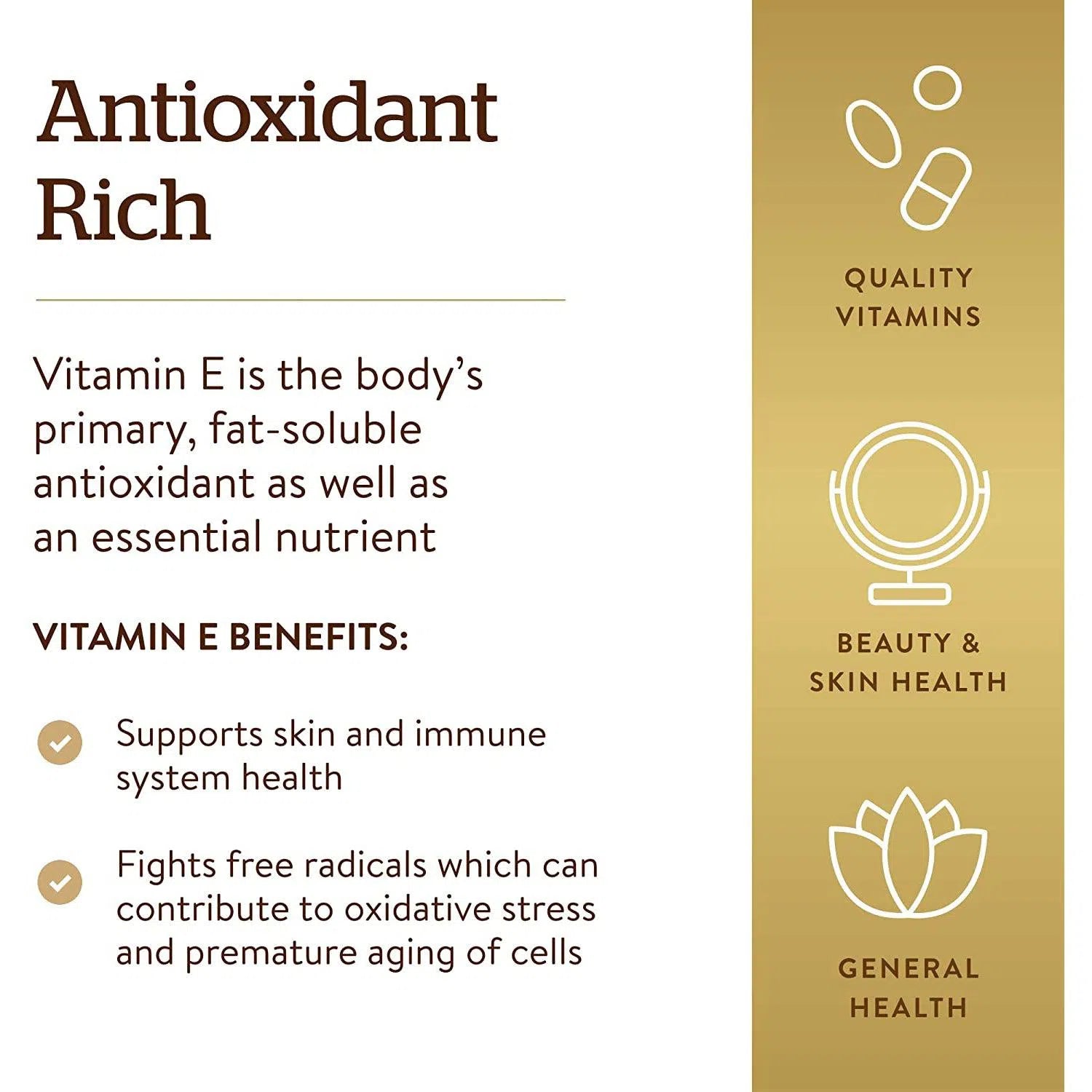 Solgar Naturally Sourced Vitamin E 268mg (400 IU) Softgels - Antioxidant Supplement for Skin, Heart & Immune Health - Supports Healthy Aging & Cellular Protection
