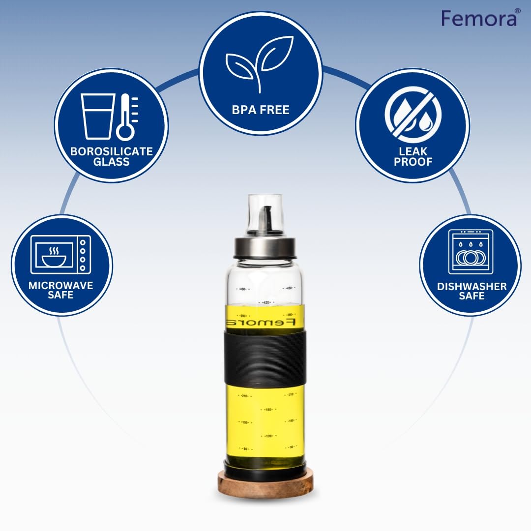 Premium Glass Oil Dispenser Bottle 500ml - Kitchen Olive Oil Bottle with Drip-Free Spout & Elegant Design - 1 Year Warranty - Perfect for Cooking, Salad Dressing & Gourmet Meal Preparation