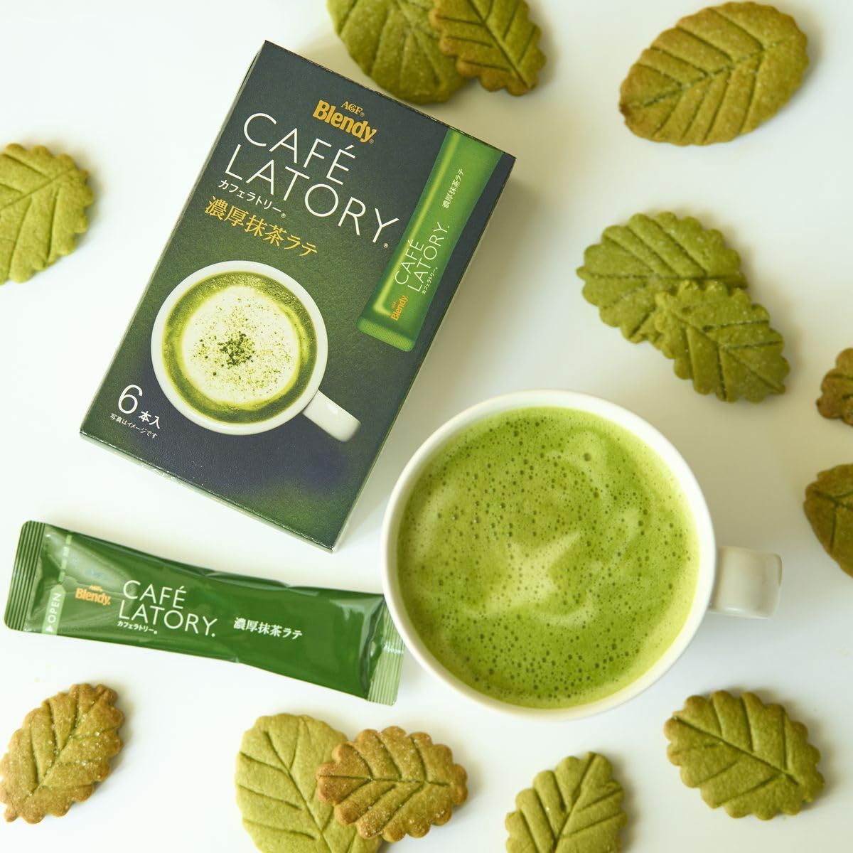 AGF Blendy Kafera Tree Stick Rich Green Tea Latte Powder - 6 Boxes (36 Individually Packaged Sticks) | Perfect for Office, Travel & Home Brewing