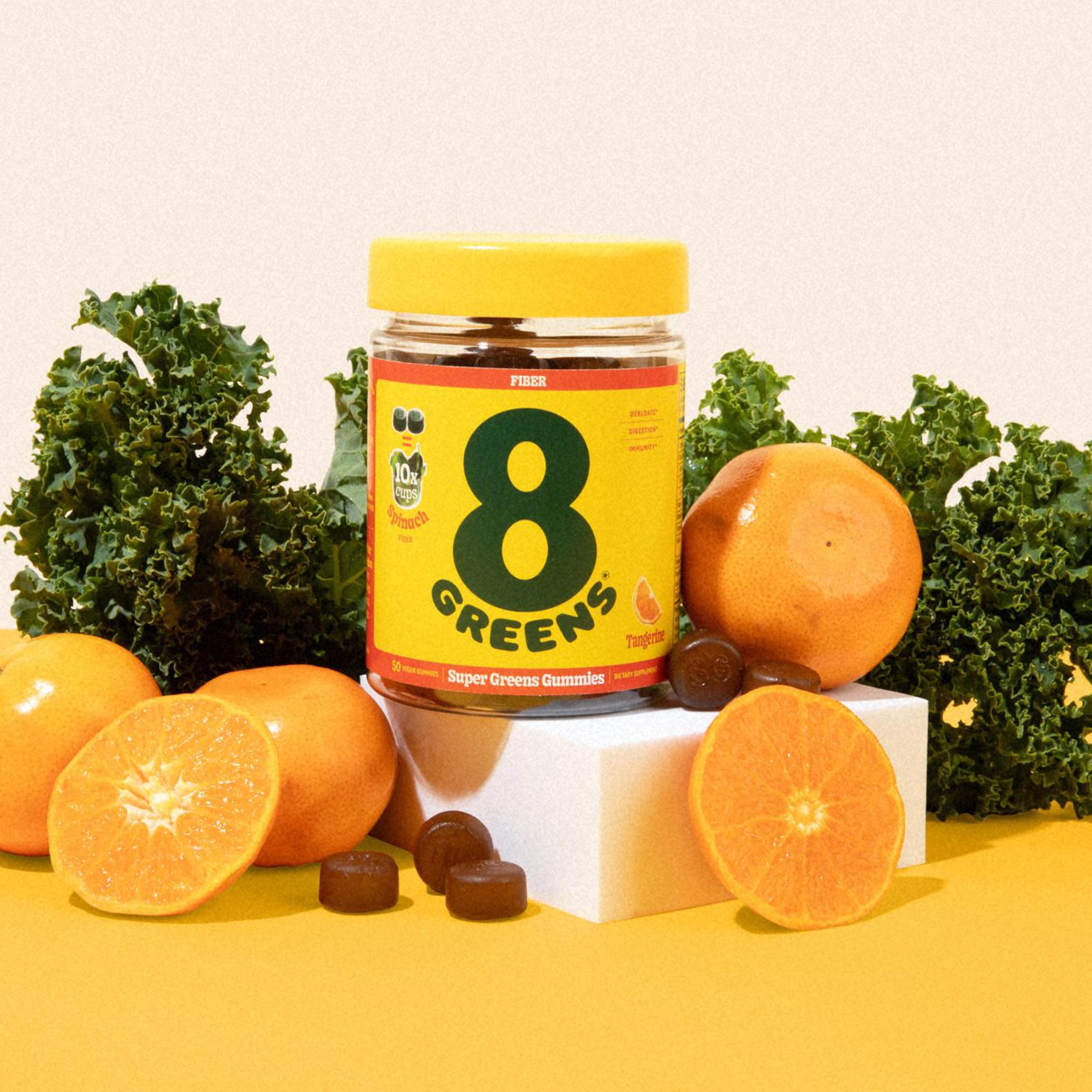 8Greens Fiber Super Greens Gummies - Tangerine Flavor, 50 Count | Non-GMO, Gut Health & Metabolism Support, Digestive & Immune System Booster with 8 Real Greens | Perfect for Daily Wellness Routine & On-the-Go Nutrition