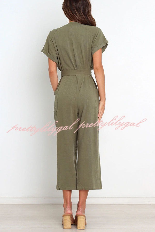 Stylish Women's Pocketed Button-Up Straight Leg Jumpsuit | Casual & Office Wear | Perfect for Work, Travel & Everyday Outfits