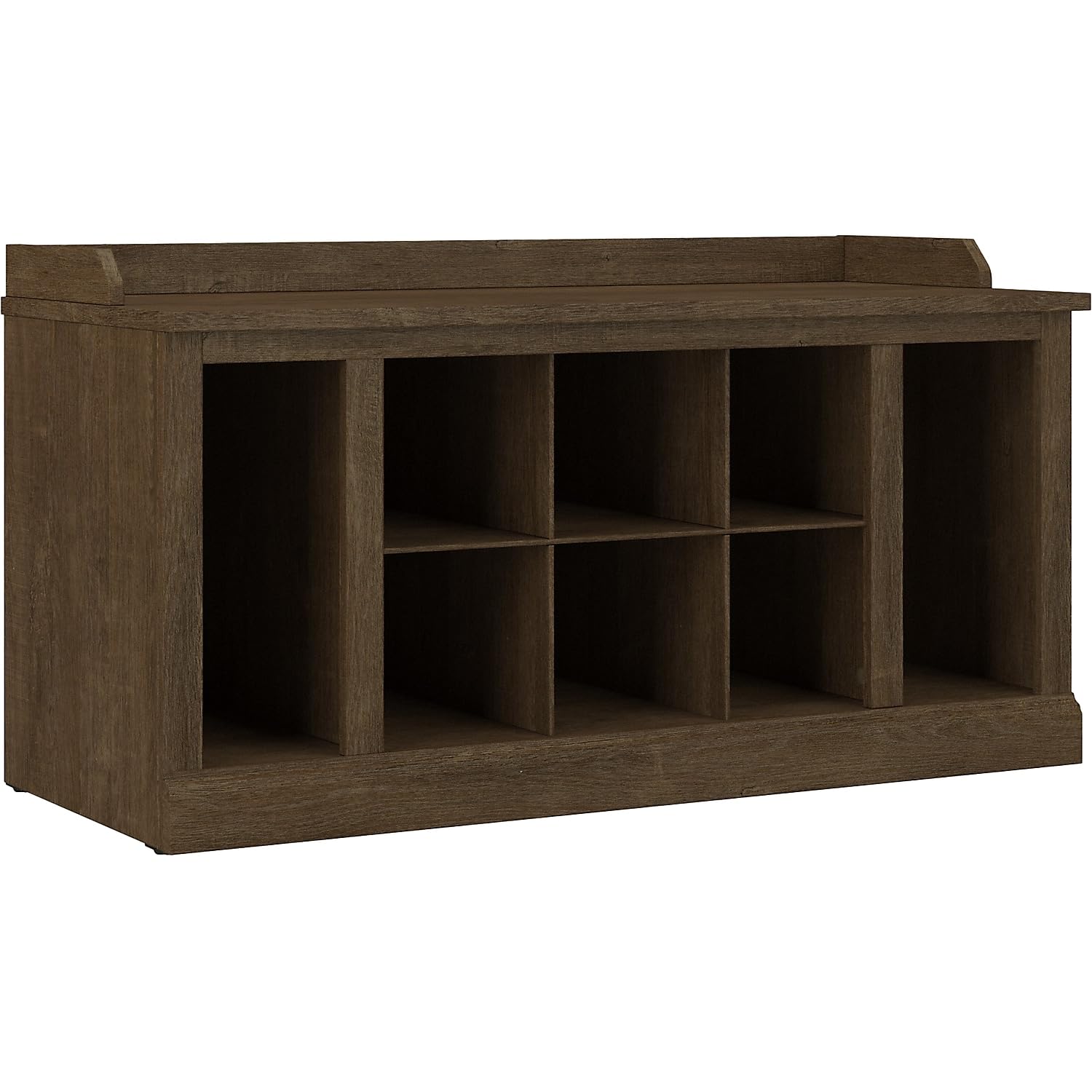 Bush Furniture Woodland 40W Shoe Storage Bench with Shelves in Ash Brown | Entryway Organizer for Shoes, Boots & Accessories | Perfect for Mudroom, Foyer & Hallway Storage Solutions