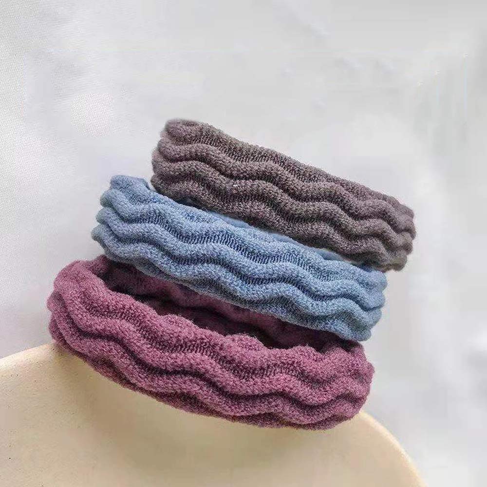 10PCS Mixing Colors Hair Ties for Women & Girls - Cotton Seamless Hair Bands, Ponytail Holders, Headband Scrunchies - Thick, Durable, No Damage Elastic Hair Ties with Wavy Stripe Design - Perfect for School, Workout, Yoga, and Daily Hair Styling